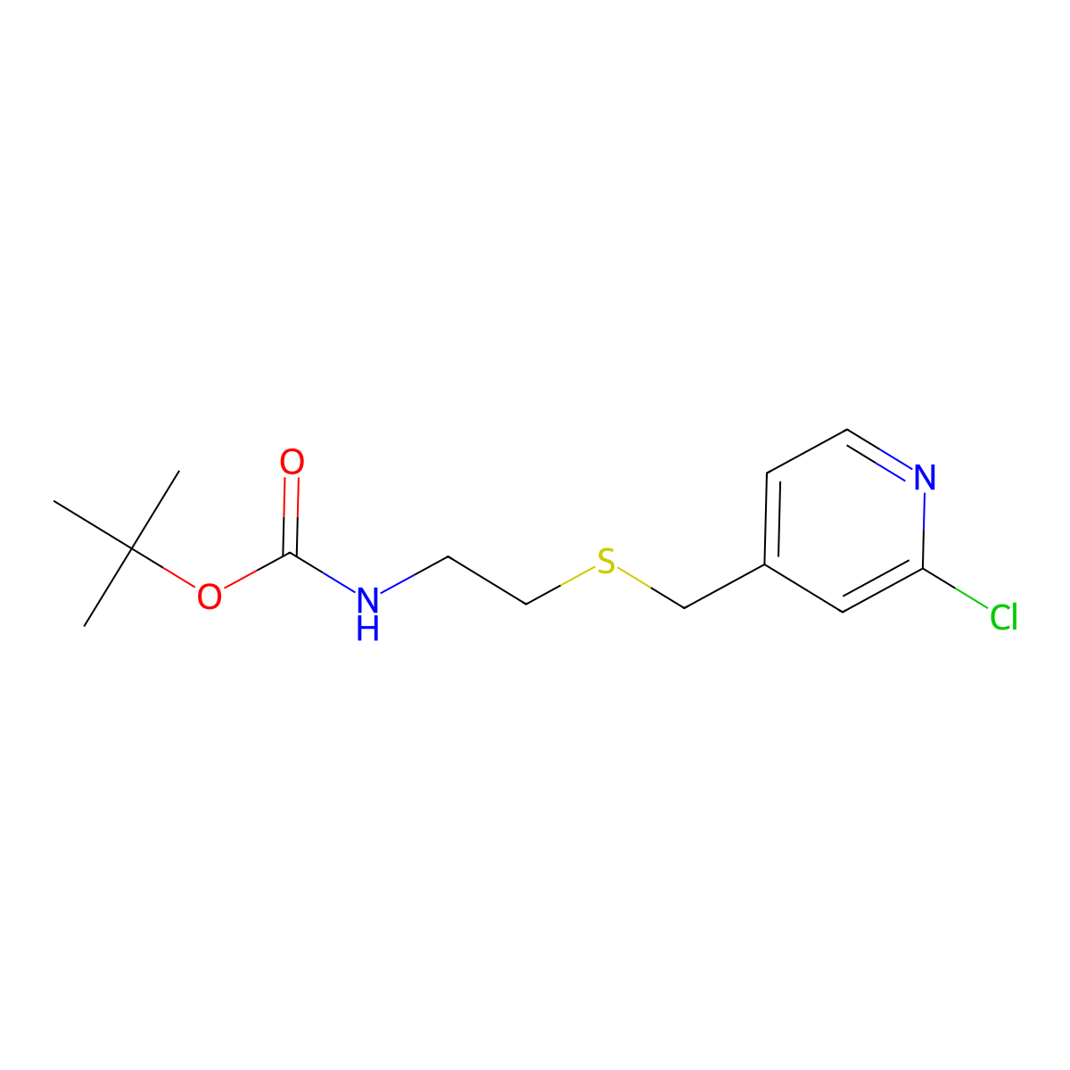 tert-butyl N-(2-{[(2-chloropyridin-4-yl)methyl]sulfanyl}ethyl)carbamate molecular structure, CAS 2680886-40-0
