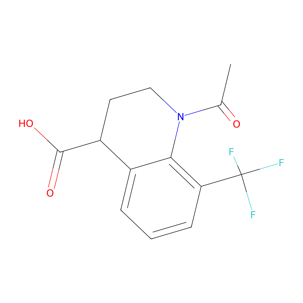 1-Acetyl-8-(trifluoromethyl)-1,2,3,4-tetrahydroquinoline-4-carboxylic acid molecular structure, CAS 2680886-46-6