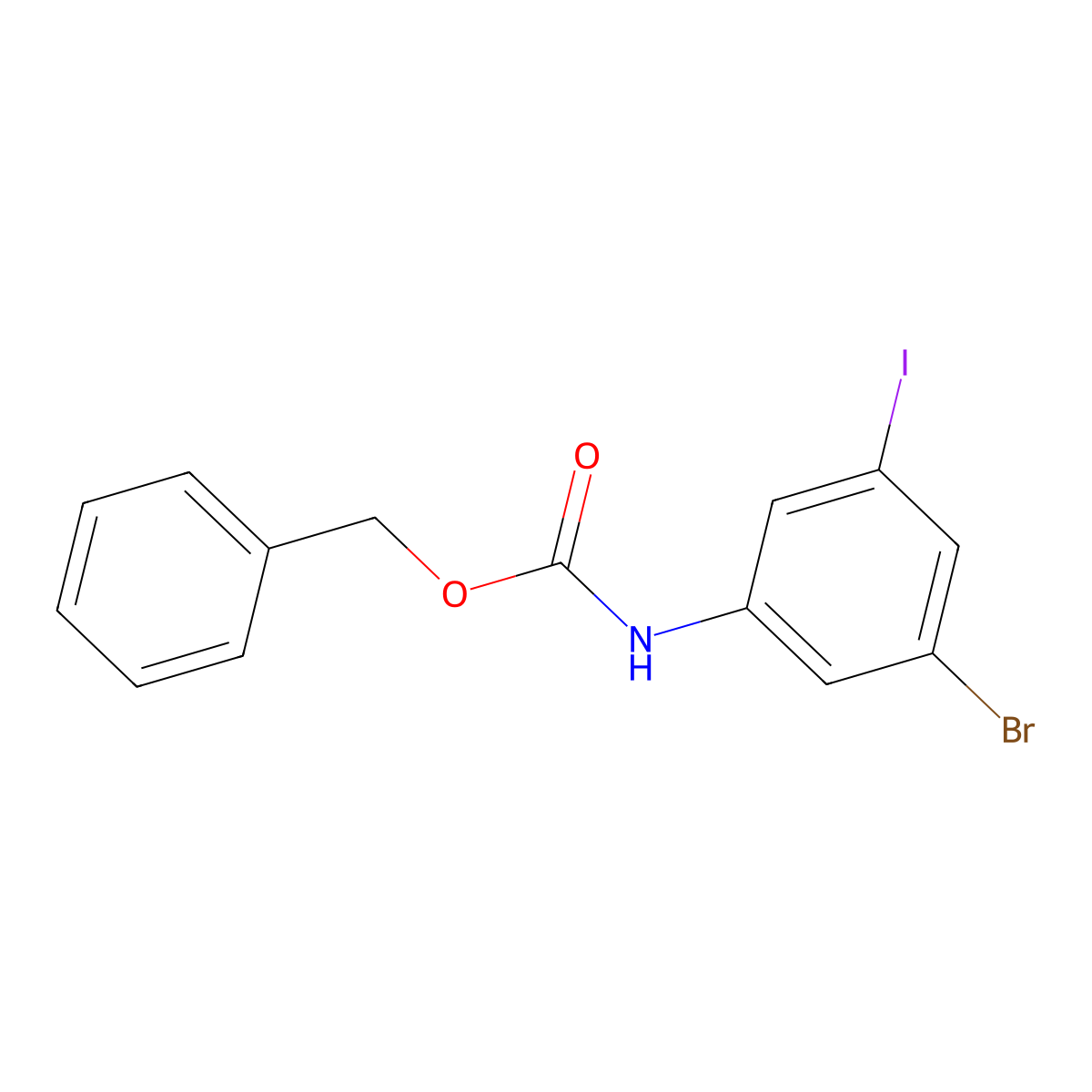 benzyl N-(3-bromo-5-iodophenyl)carbamate molecular structure, CAS 2680886-48-8