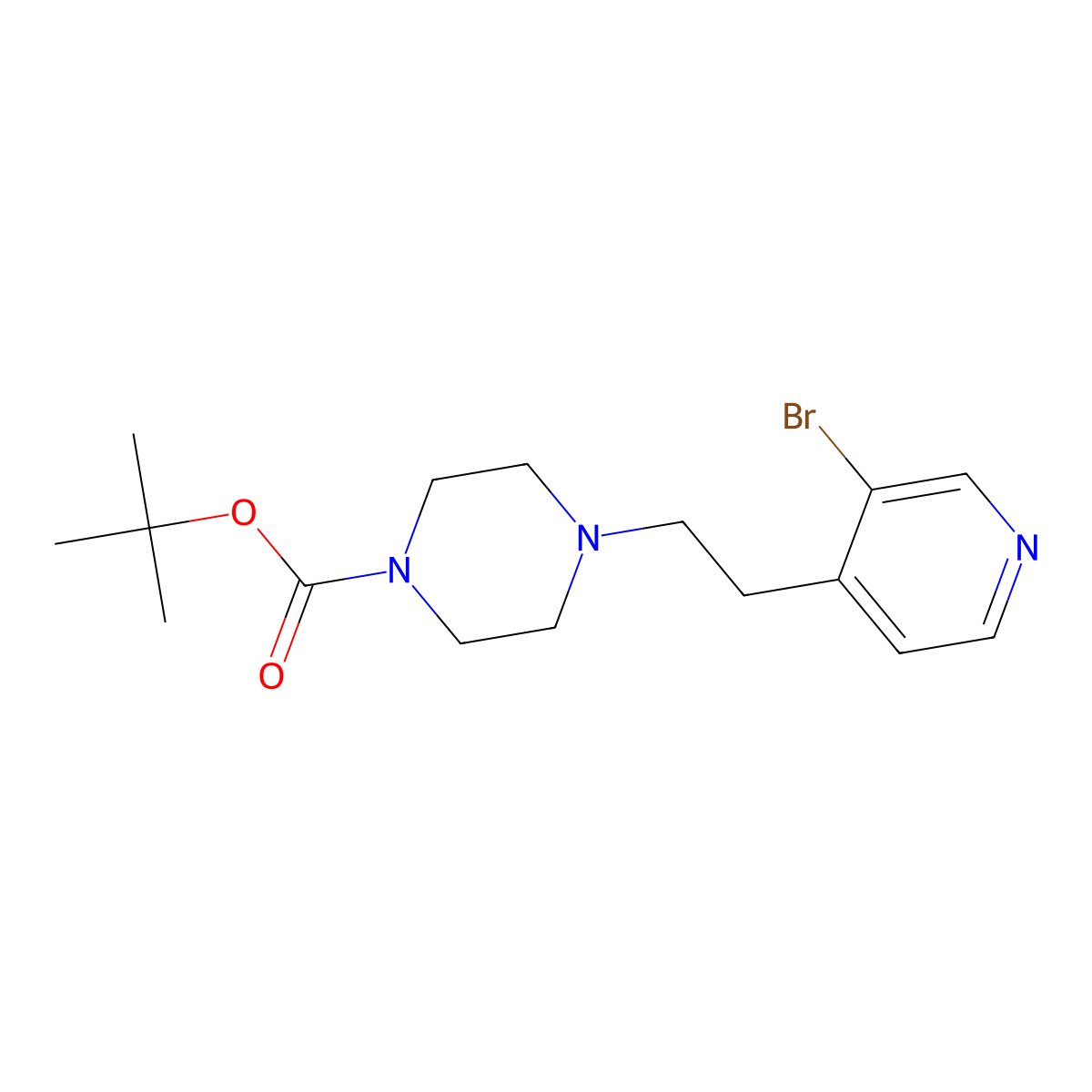 Tert-butyl 4-[2-(3-bromopyridin-4-yl)ethyl]piperazine-1-carboxylate molecular structure, CAS 2680886-53-5