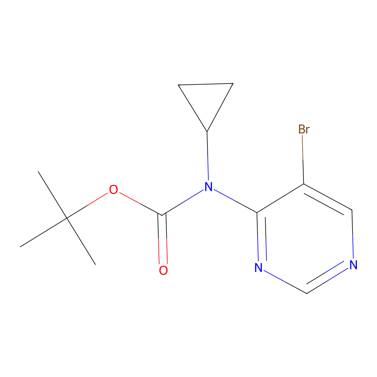 tert-butyl N-(5-bromopyrimidin-4-yl)-N-cyclopropylcarbamate molecular structure, CAS 2680886-57-9