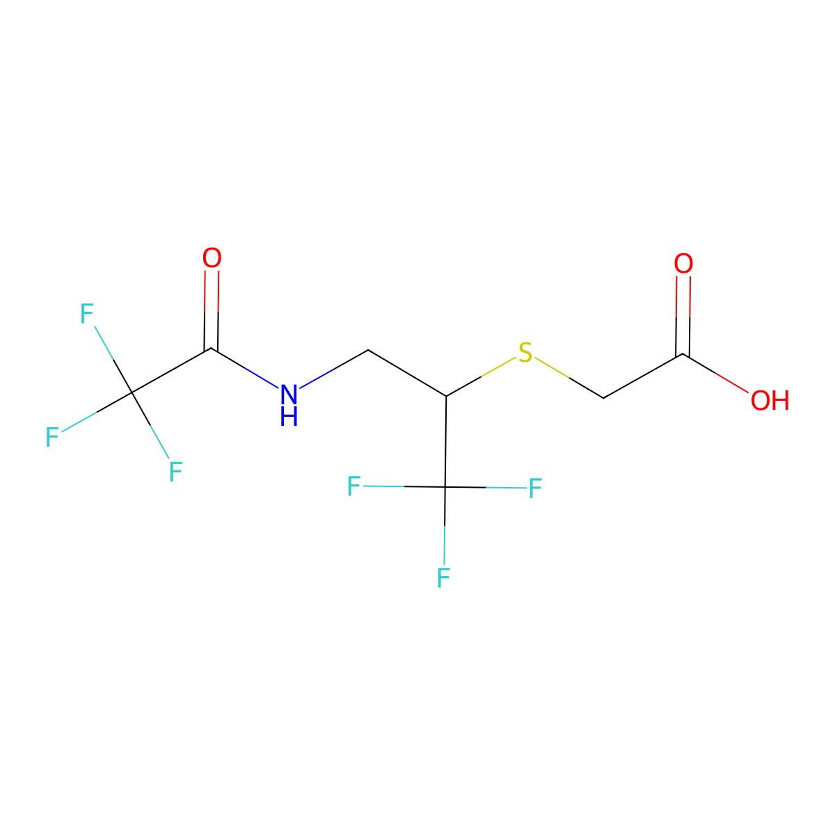 2-{[1,1,1-Trifluoro-3-(2,2,2-trifluoroacetamido)propan-2-yl]sulfanyl}acetic acid molecular structure, CAS 2680886-66-0