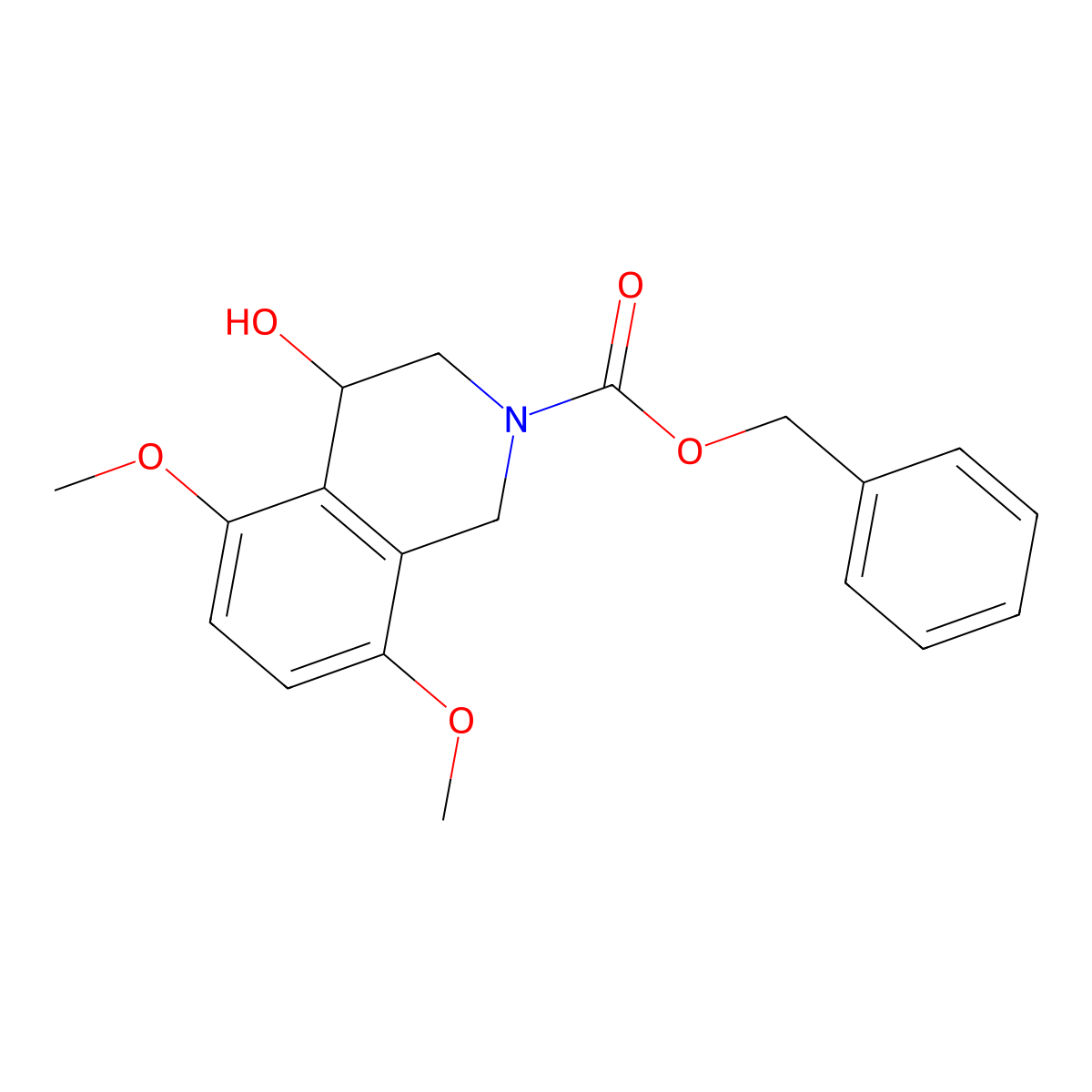 Benzyl 4-hydroxy-5,8-dimethoxy-1,2,3,4-tetrahydroisoquinoline-2-carboxylate molecular structure, CAS 2680886-68-2