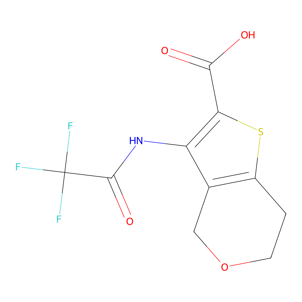 3-(2,2,2-trifluoroacetamido)-4H,6H,7H-thieno[3,2-c]pyran-2-carboxylic acid molecular structure, CAS 2680886-76-2