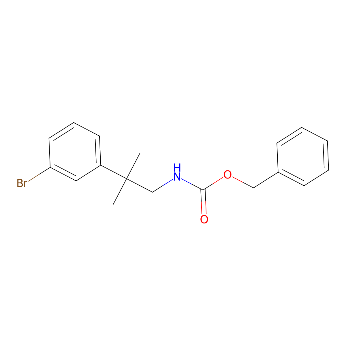 benzyl N-[2-(3-bromophenyl)-2-methylpropyl]carbamate molecular structure, CAS 2680886-79-5