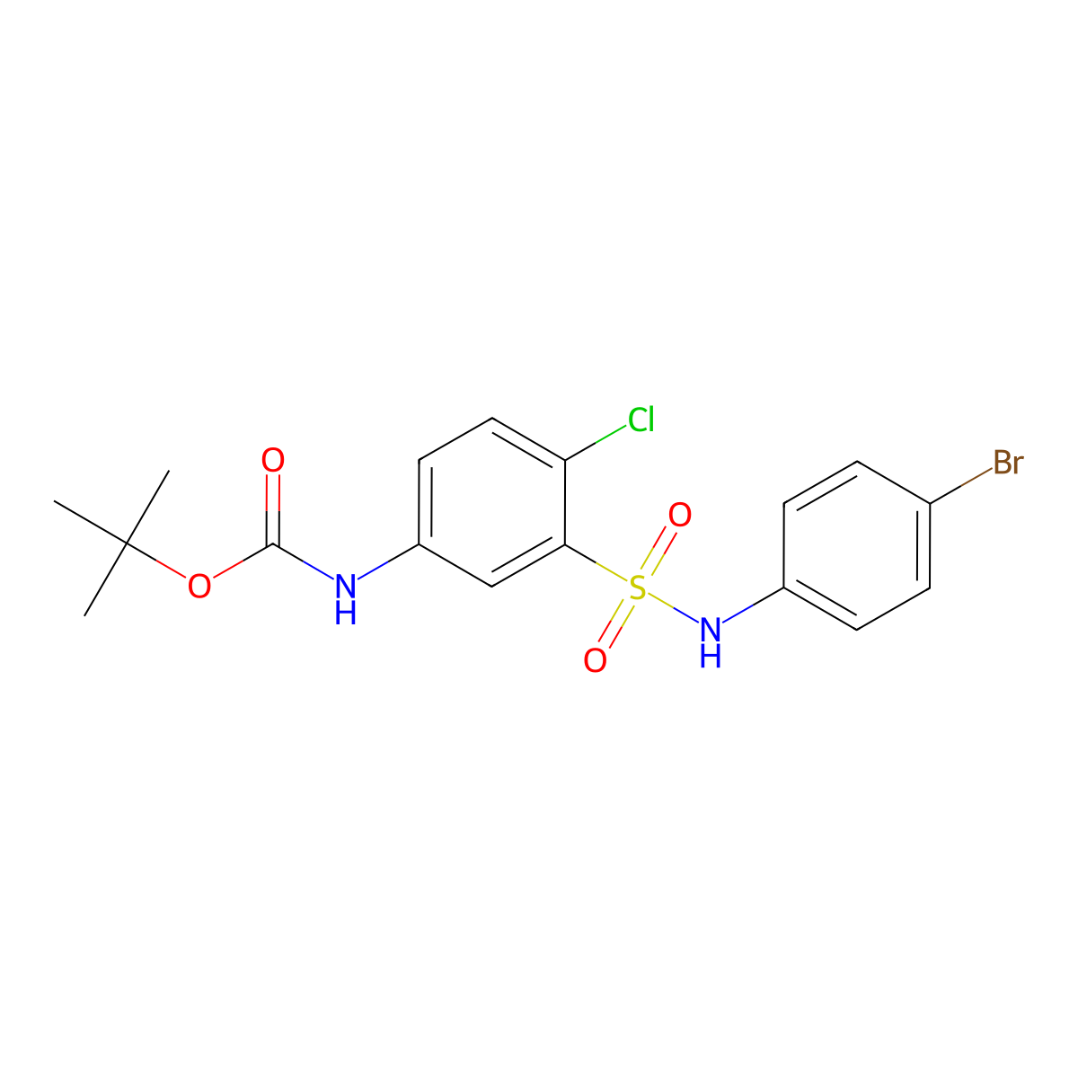 tert-butyl N-{3-[(4-bromophenyl)sulfamoyl]-4-chlorophenyl}carbamate molecular structure, CAS 2680886-83-1