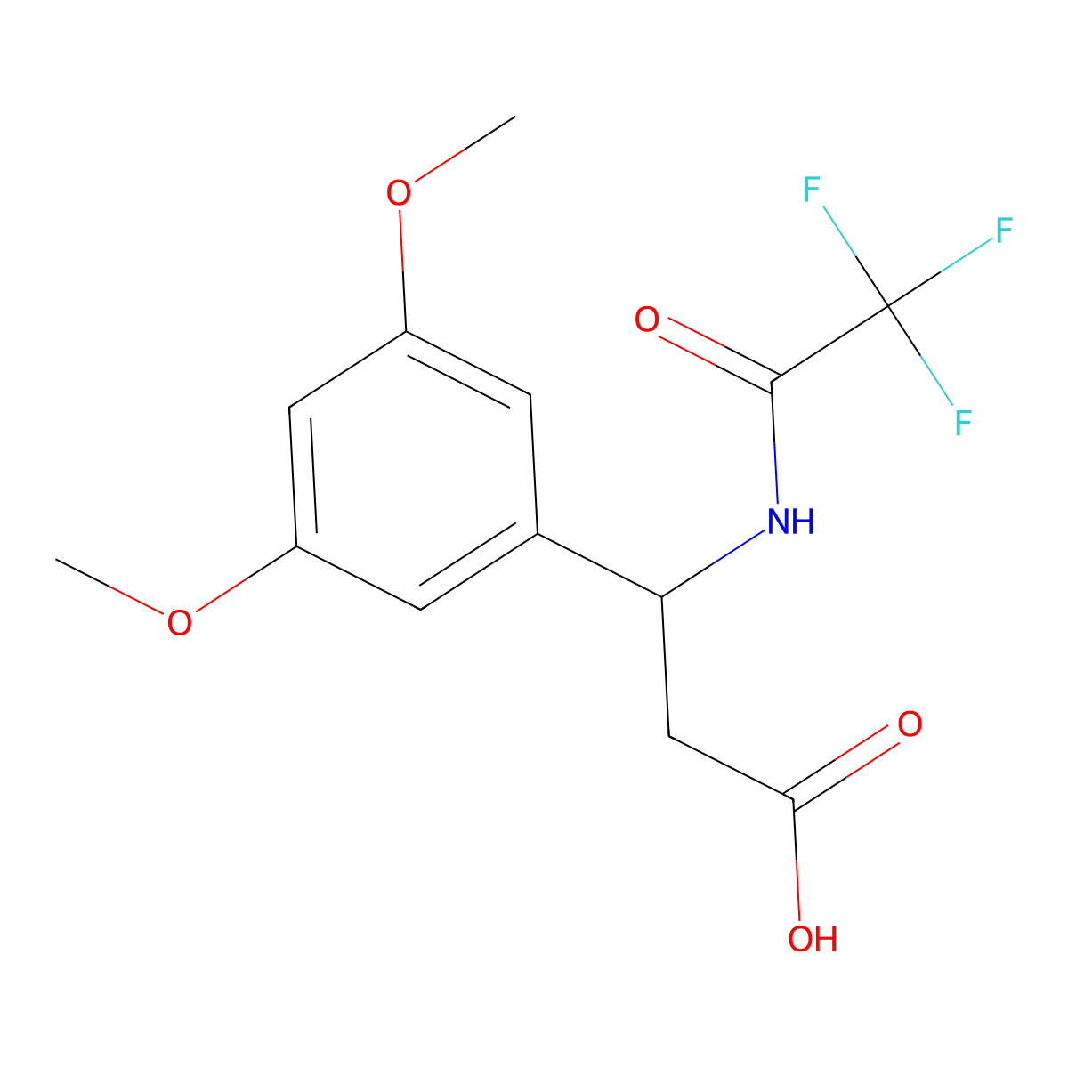 3-(3,5-Dimethoxyphenyl)-3-(2,2,2-trifluoroacetamido)propanoic acid molecular structure, CAS 2680886-84-2