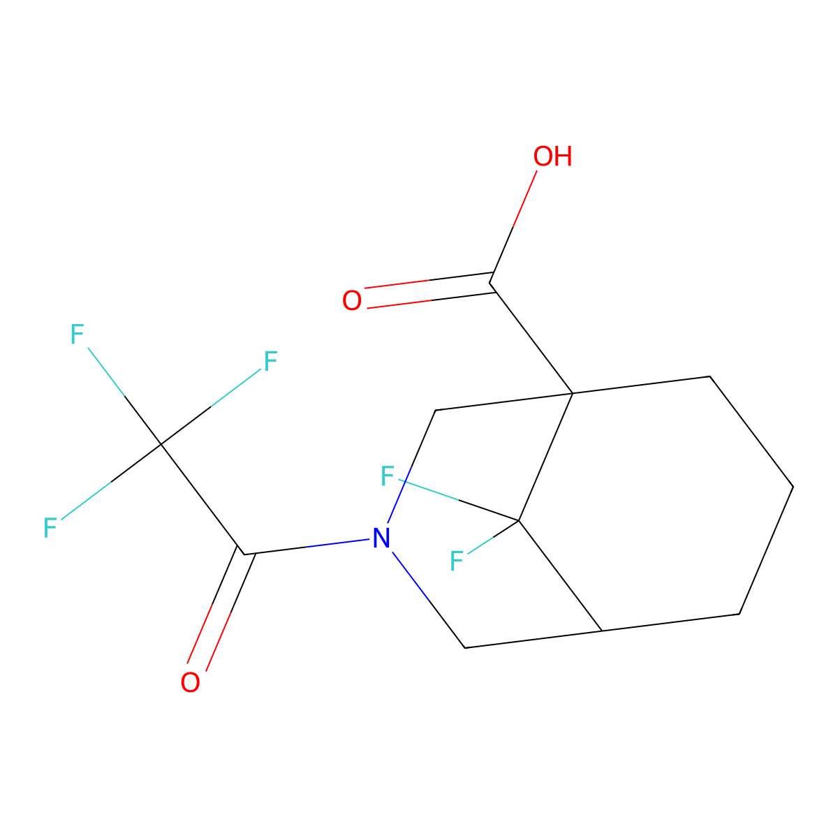 9,9-Difluoro-3-(2,2,2-trifluoroacetyl)-3-azabicyclo[3.3.1]nonane-1-carboxylic acid molecular structure, CAS 2680886-87-5