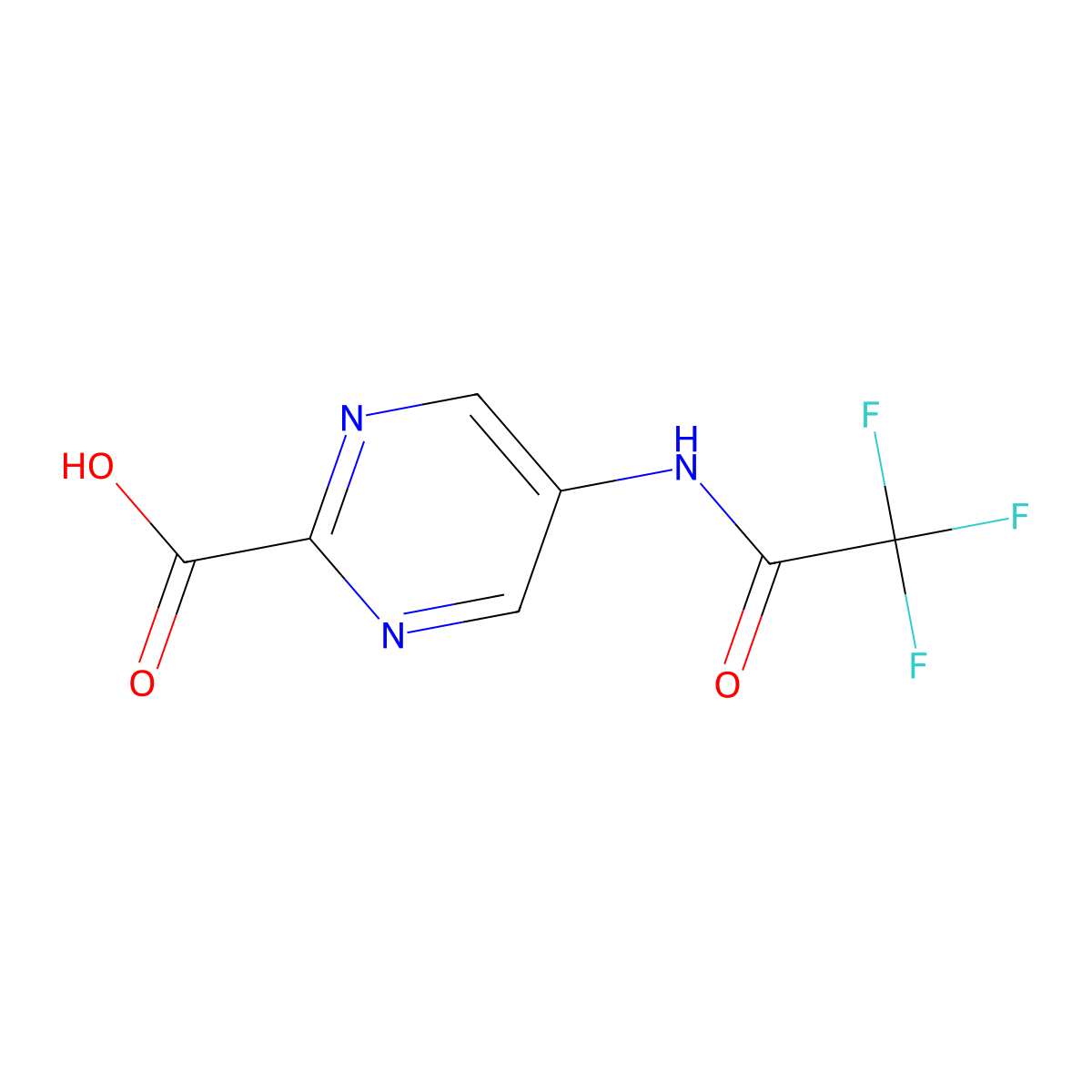 5-(2,2,2-Trifluoroacetamido)pyrimidine-2-carboxylic acid molecular structure, CAS 2680887-02-7