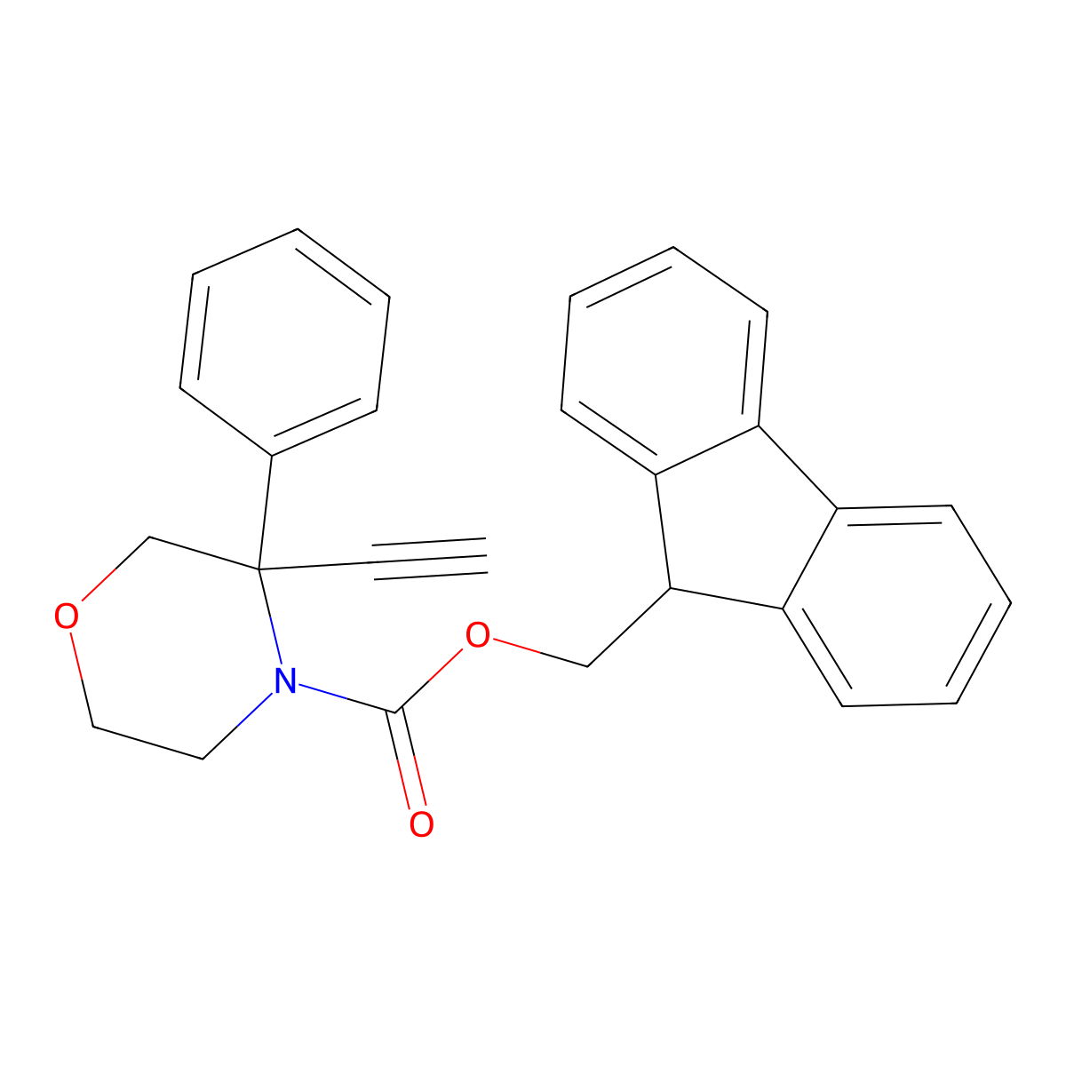 (9H-fluoren-9-yl)methyl 3-ethynyl-3-phenylmorpholine-4-carboxylate molecular structure, CAS 2680887-04-9