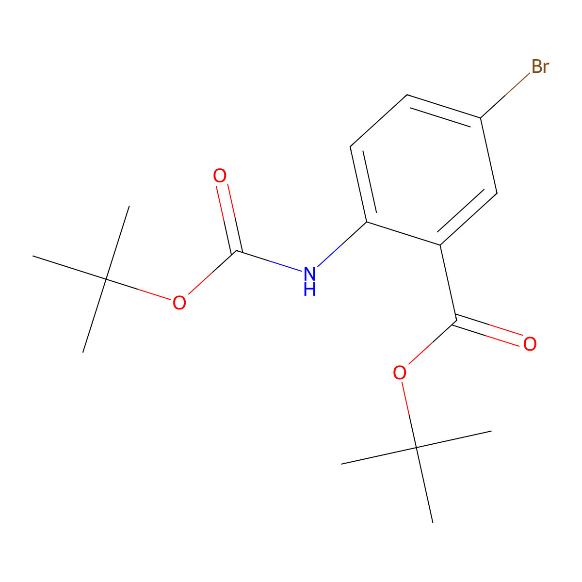 Tert-butyl 5-bromo-2-{[(tert-butoxy)carbonyl]amino}benzoate molecular structure, CAS 2680887-08-3