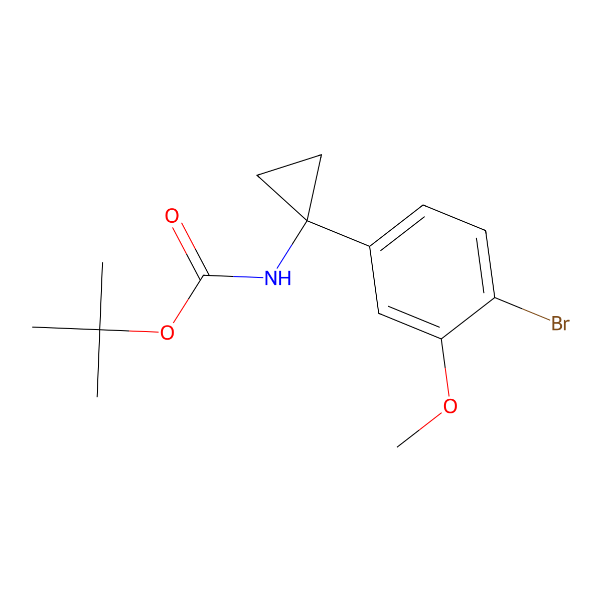 tert-butyl N-[1-(4-bromo-3-methoxyphenyl)cyclopropyl]carbamate molecular structure, CAS 2680887-15-2