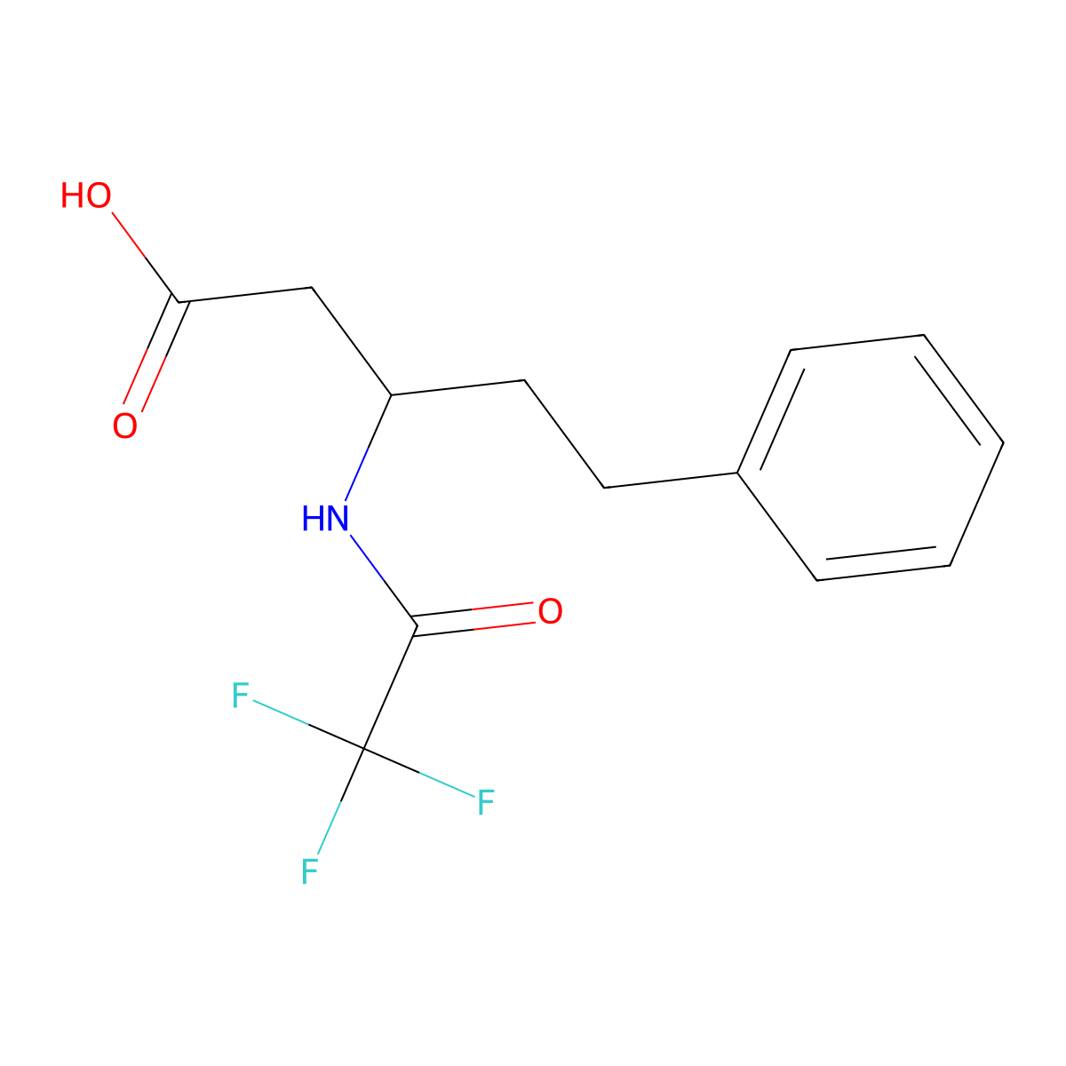 5-Phenyl-3-(2,2,2-trifluoroacetamido)pentanoic acid molecular structure, CAS 2680887-18-5