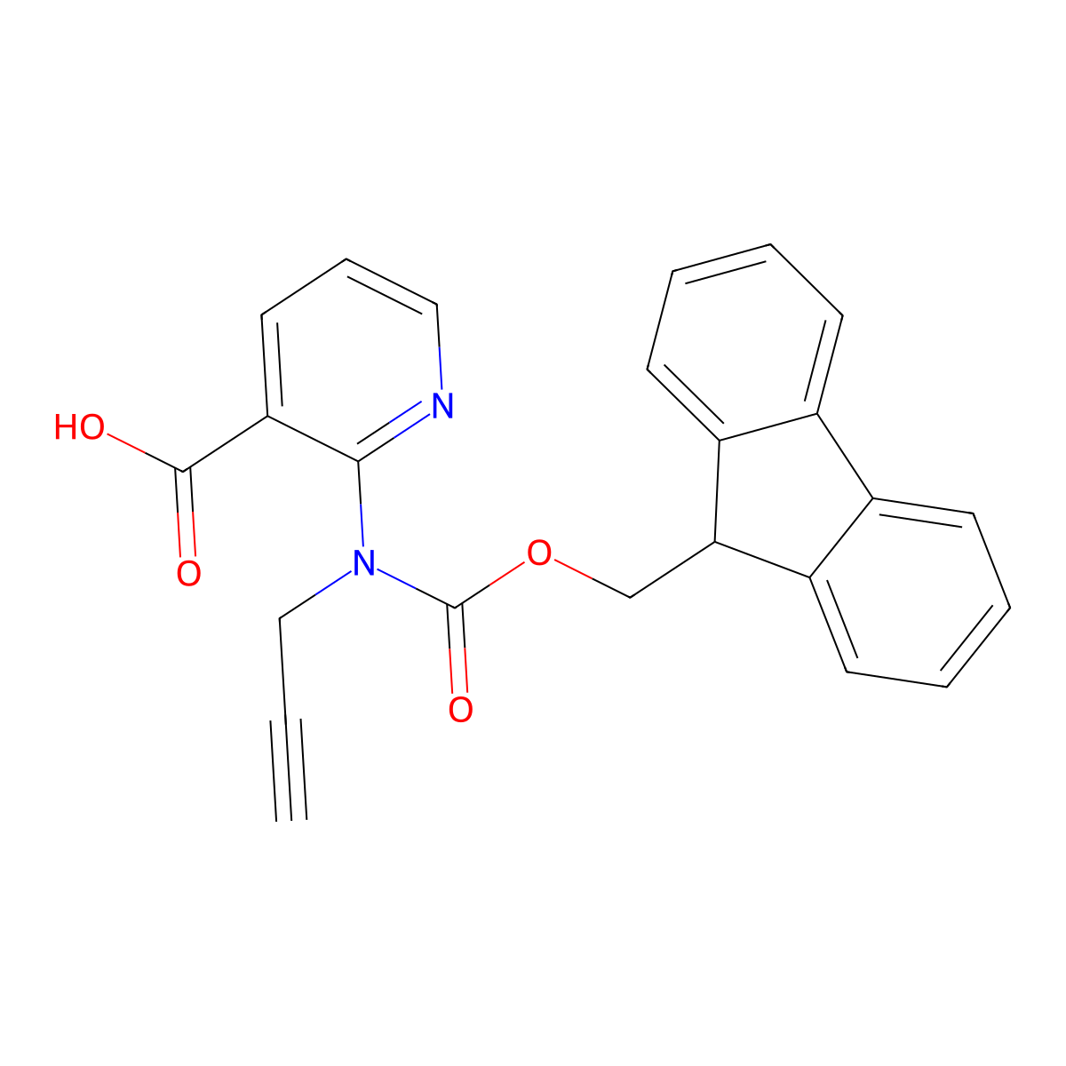 2-({[(9H-fluoren-9-yl)methoxy]carbonyl}(prop-2-yn-1-yl)amino)pyridine-3-carboxylic acid molecular structure, CAS 2680887-19-6