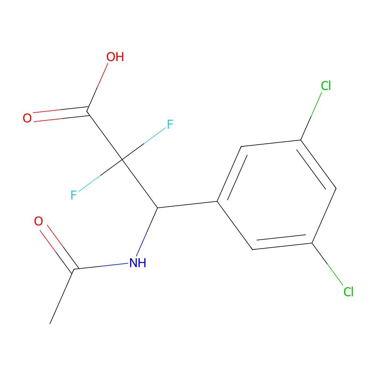 3-(3,5-Dichlorophenyl)-3-acetamido-2,2-difluoropropanoic acid molecular structure, CAS 2680887-33-4