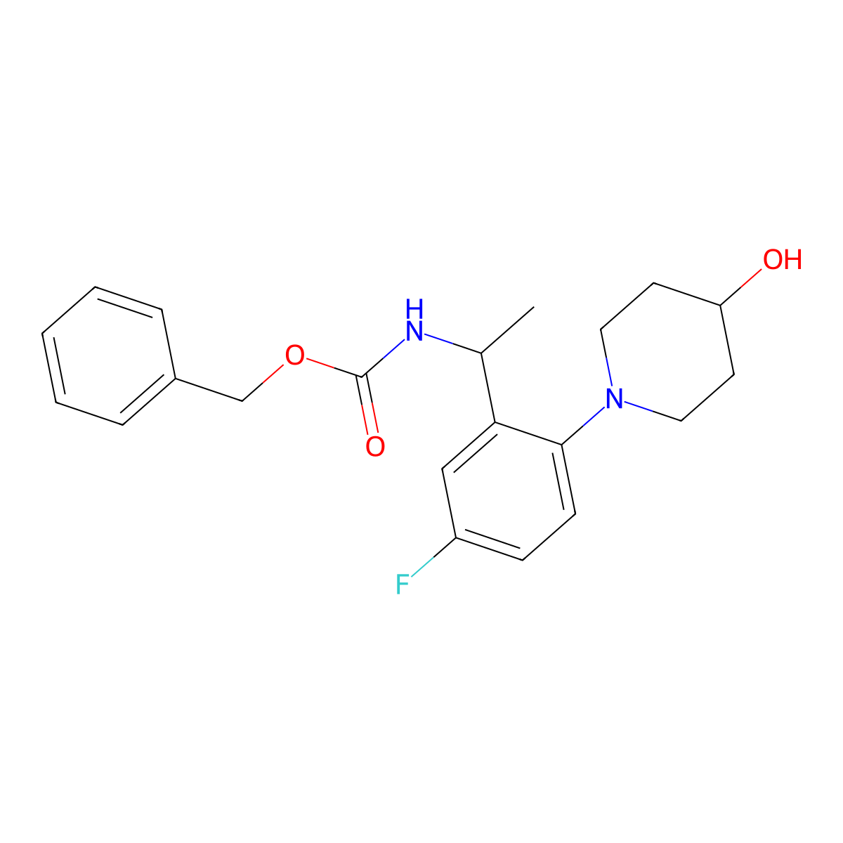 benzyl N-{1-[5-fluoro-2-(4-hydroxypiperidin-1-yl)phenyl]ethyl}carbamate molecular structure, CAS 2680887-47-0