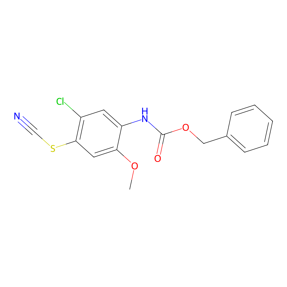 benzyl N-[5-chloro-4-(cyanosulfanyl)-2-methoxyphenyl]carbamate molecular structure, CAS 2680887-58-3