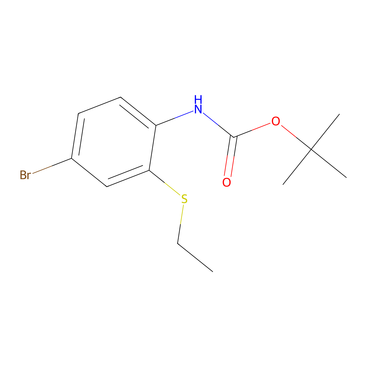 tert-butyl N-[4-bromo-2-(ethylsulfanyl)phenyl]carbamate molecular structure, CAS 2680887-65-2