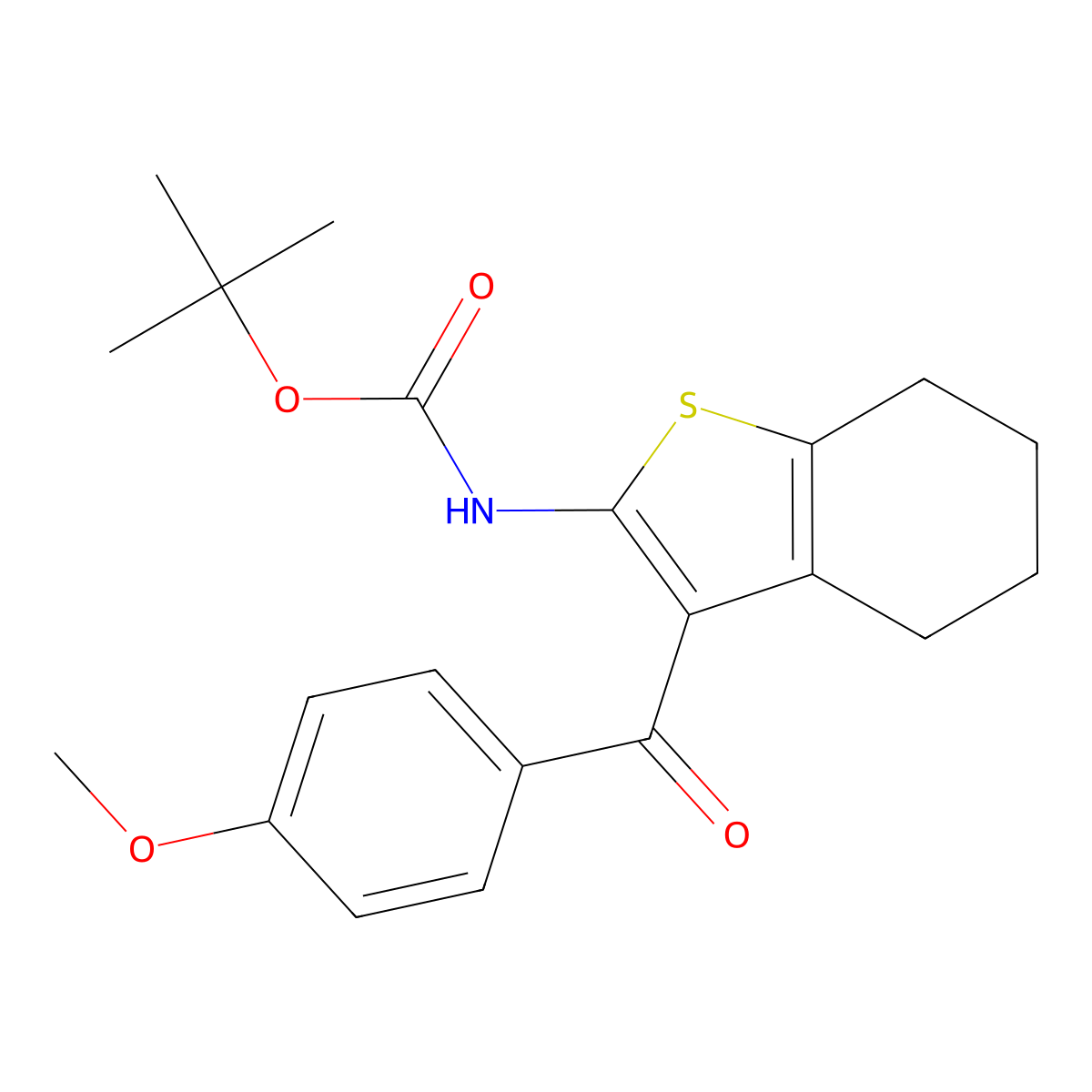 tert-butyl N-[3-(4-methoxybenzoyl)-4,5,6,7-tetrahydro-1-benzothiophen-2-yl]carbamate molecular structure, CAS 2680887-66-3