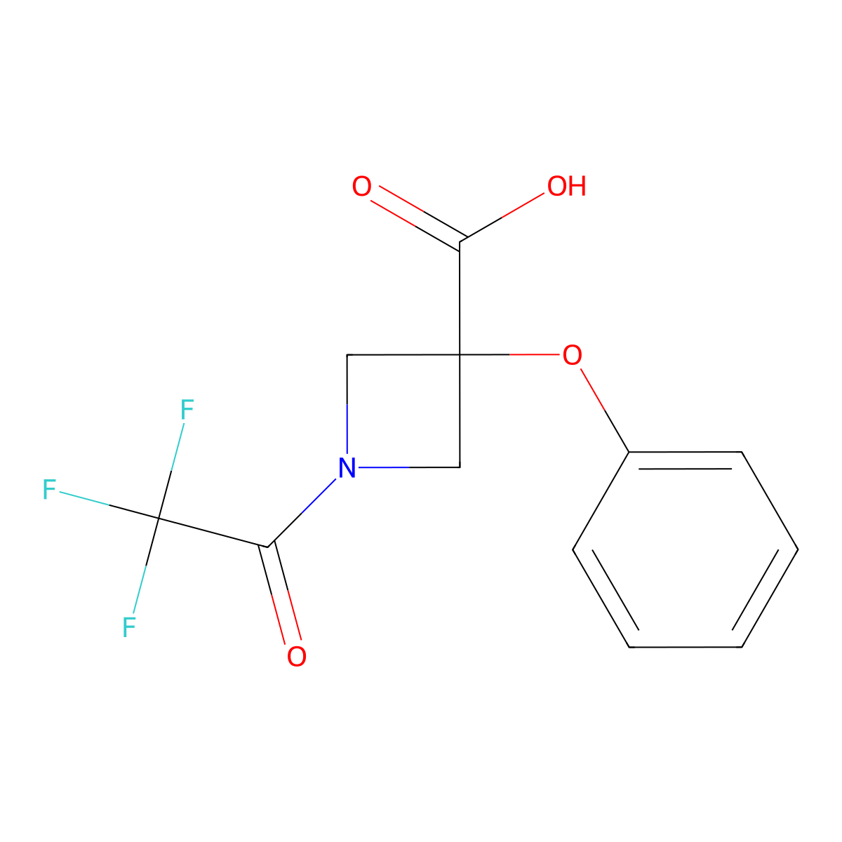 3-Phenoxy-1-(2,2,2-trifluoroacetyl)azetidine-3-carboxylic acid molecular structure, CAS 2680887-69-6