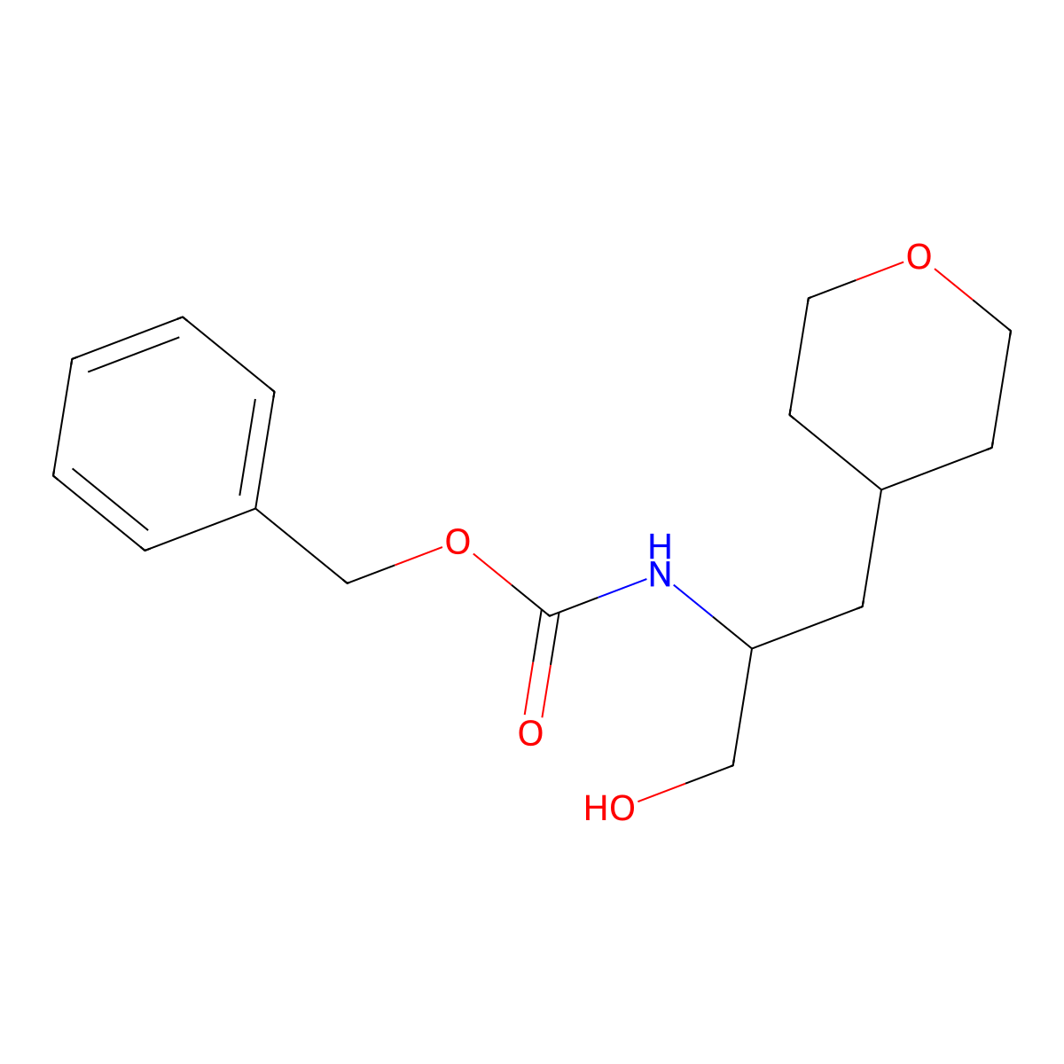 benzyl N-[1-hydroxy-3-(oxan-4-yl)propan-2-yl]carbamate molecular structure, CAS 2680887-80-1