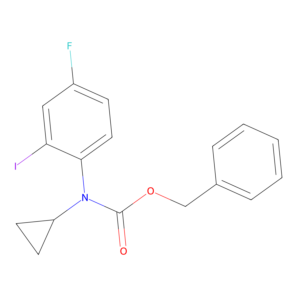 benzyl N-cyclopropyl-N-(4-fluoro-2-iodophenyl)carbamate molecular structure, CAS 2680887-83-4