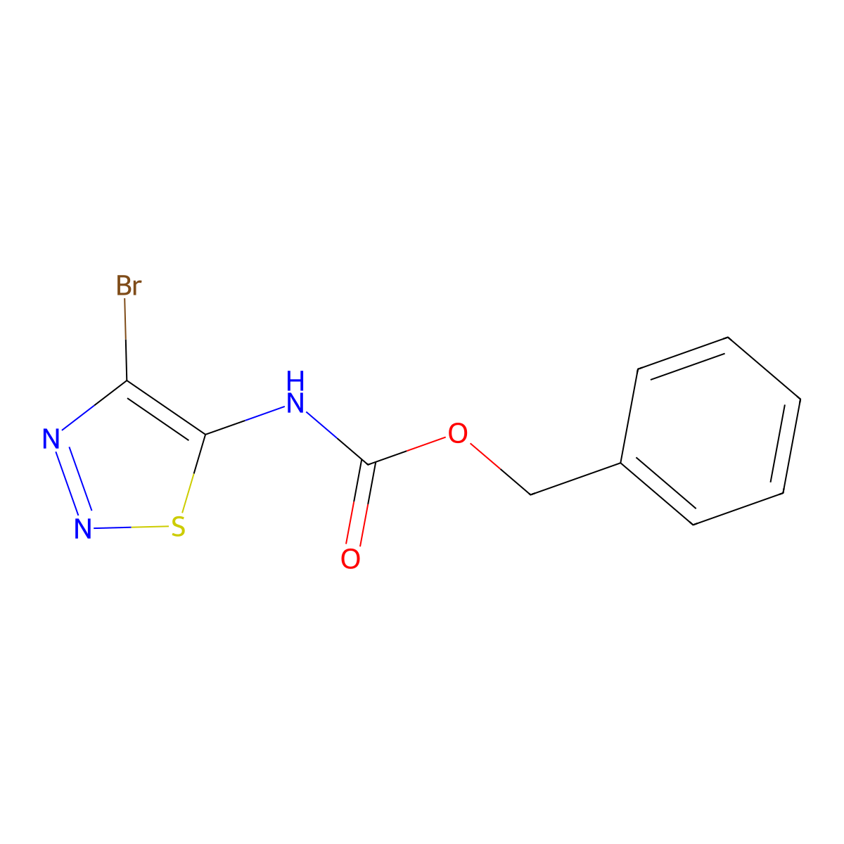 benzyl N-(4-bromo-1,2,3-thiadiazol-5-yl)carbamate molecular structure, CAS 2680887-89-0