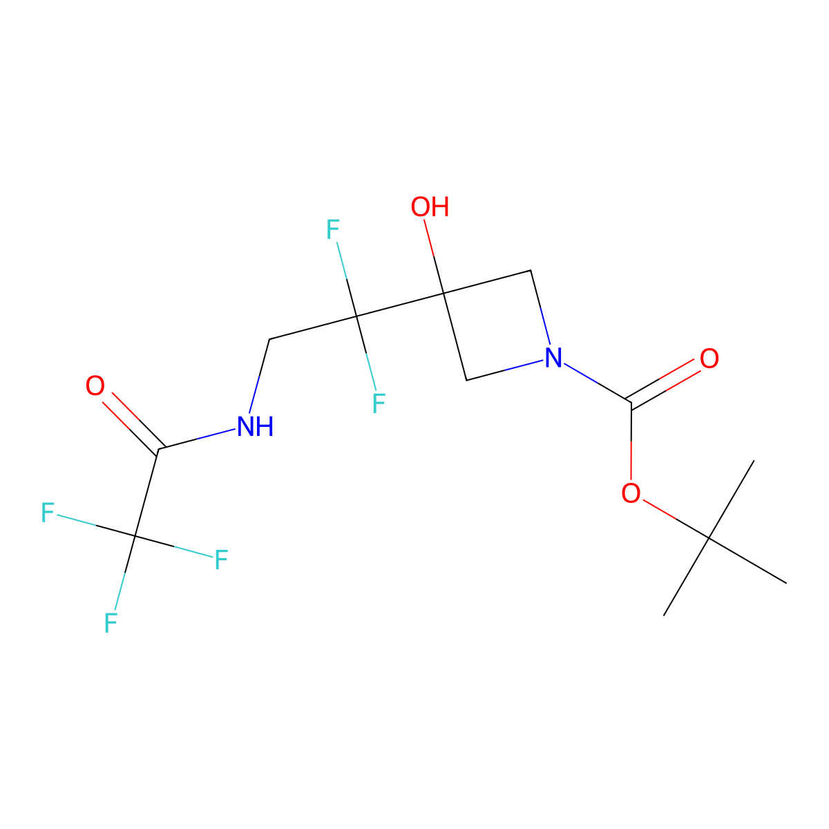 Tert-butyl 3-[1,1-difluoro-2-(2,2,2-trifluoroacetamido)ethyl]-3-hydroxyazetidine-1-carboxylate molecular structure, CAS 2680887-91-4