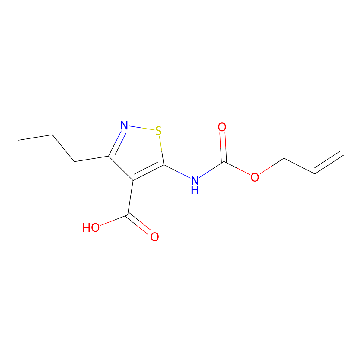 5-{[(Prop-2-en-1-yloxy)carbonyl]amino}-3-propyl-1,2-thiazole-4-carboxylic acid molecular structure, CAS 2680887-94-7