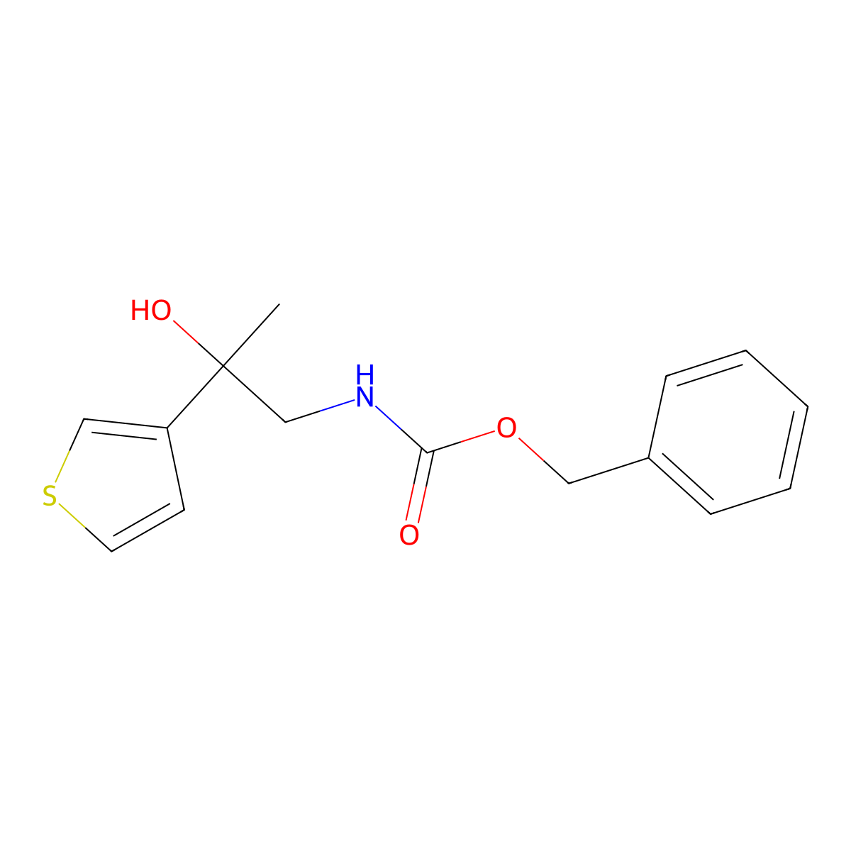 benzyl N-[2-hydroxy-2-(thiophen-3-yl)propyl]carbamate molecular structure, CAS 2680887-98-1