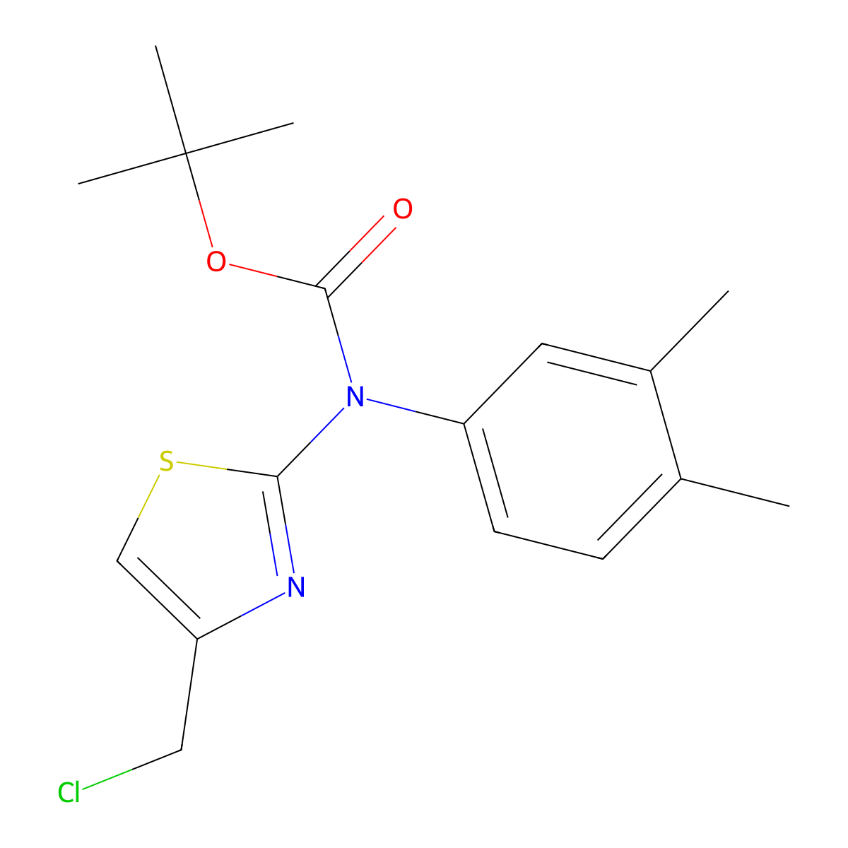 tert-butyl N-[4-(chloromethyl)-1,3-thiazol-2-yl]-N-(3,4-dimethylphenyl)carbamate molecular structure, CAS 2680888-04-2