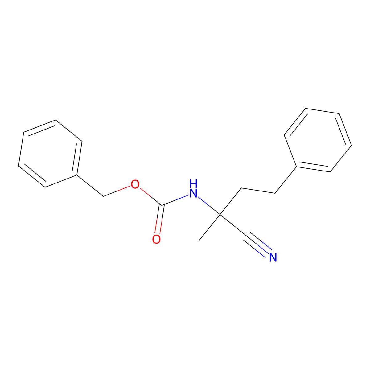 benzyl N-(1-cyano-1-methyl-3-phenylpropyl)carbamate molecular structure, CAS 2680888-10-0