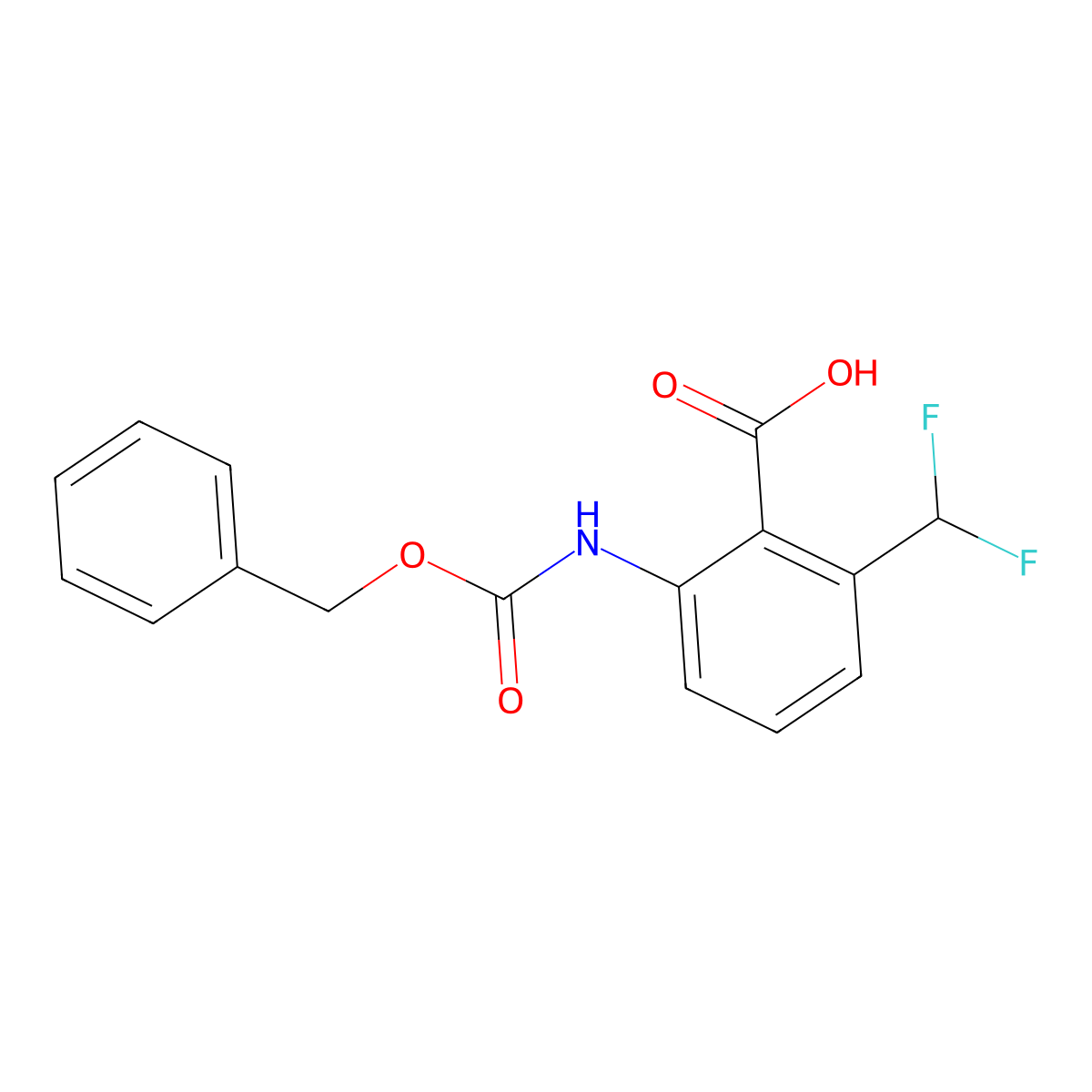 2-{[(Benzyloxy)carbonyl]amino}-6-(difluoromethyl)benzoic acid molecular structure, CAS 2680888-11-1