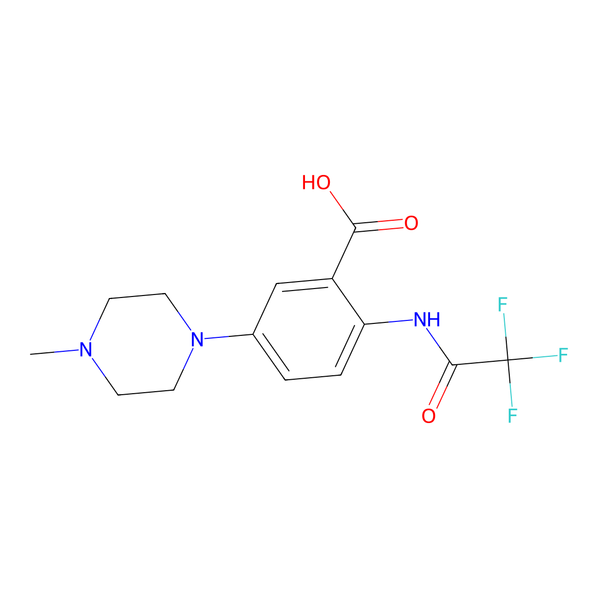 5-(4-Methylpiperazin-1-yl)-2-(2,2,2-trifluoroacetamido)benzoic acid molecular structure, CAS 2680888-16-6