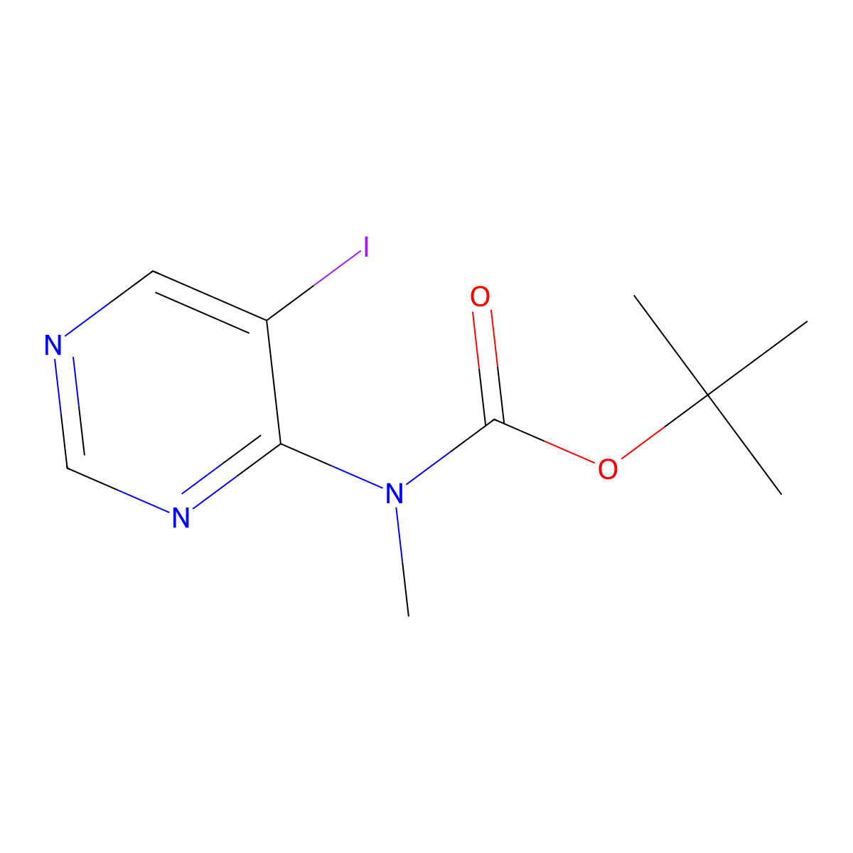 tert-butyl N-(5-iodopyrimidin-4-yl)-N-methylcarbamate molecular structure, CAS 2680888-19-9