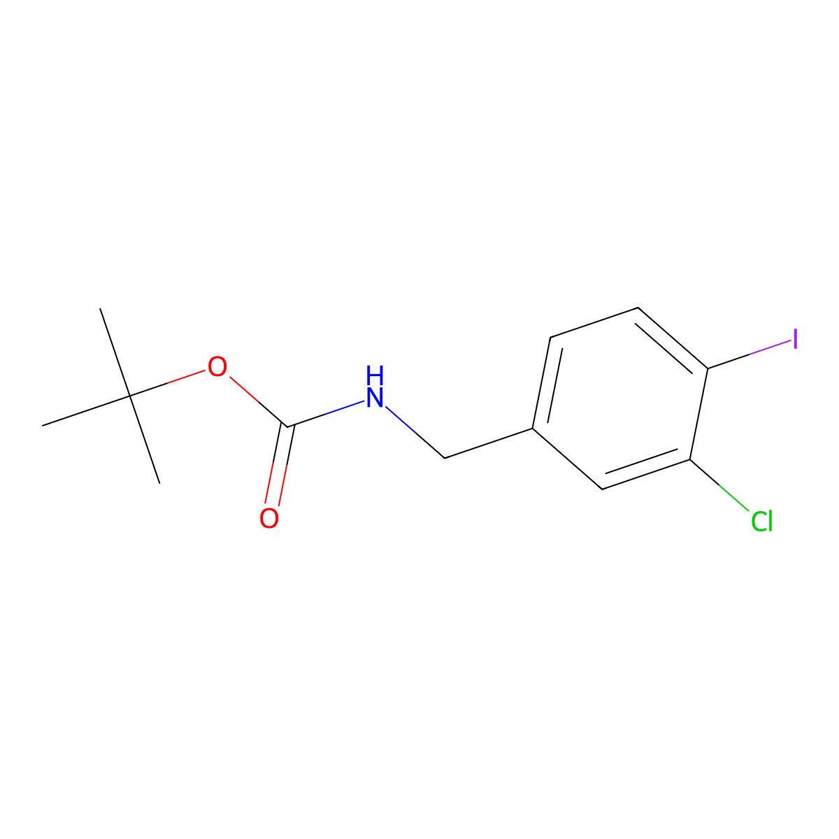 tert-butyl N-[(3-chloro-4-iodophenyl)methyl]carbamate molecular structure, CAS 2680888-23-5