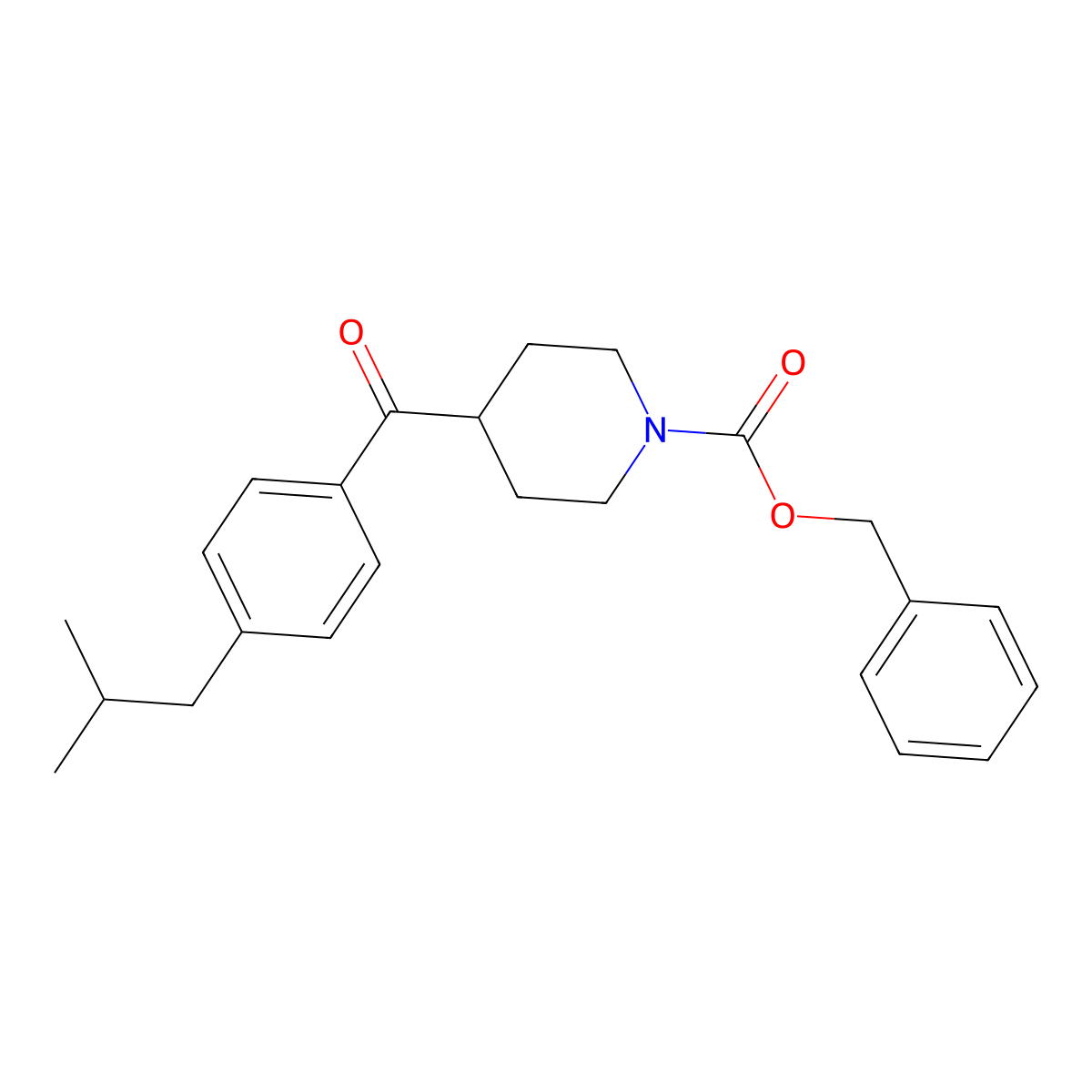 Benzyl 4-[4-(2-methylpropyl)benzoyl]piperidine-1-carboxylate molecular structure, CAS 2680888-27-9