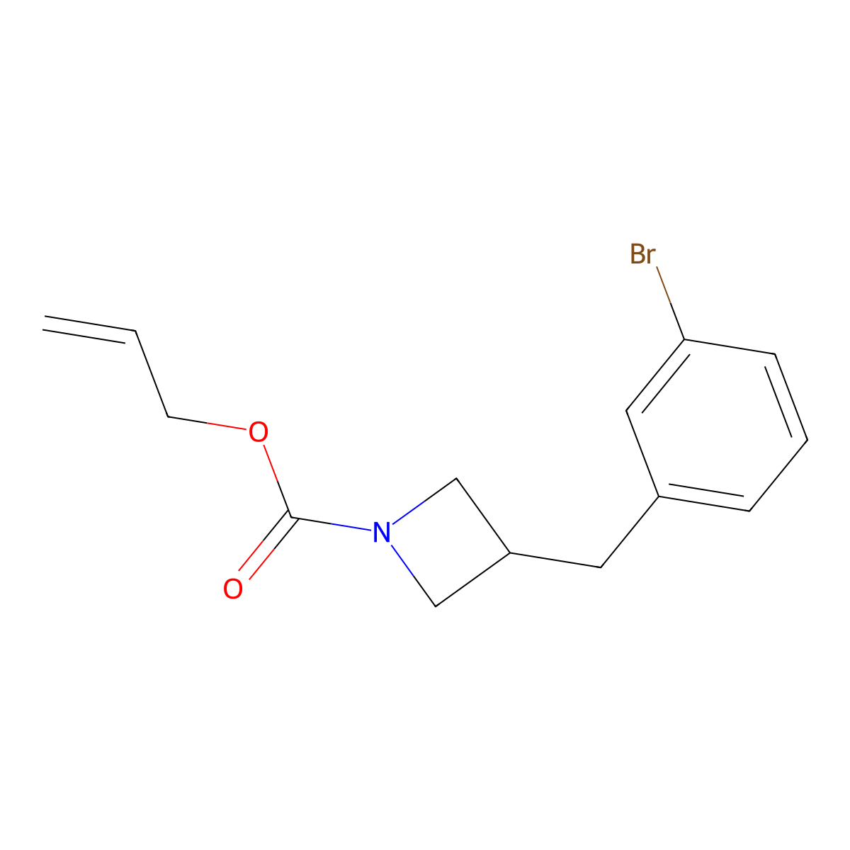 Prop-2-en-1-yl 3-[(3-bromophenyl)methyl]azetidine-1-carboxylate molecular structure, CAS 2680888-41-7