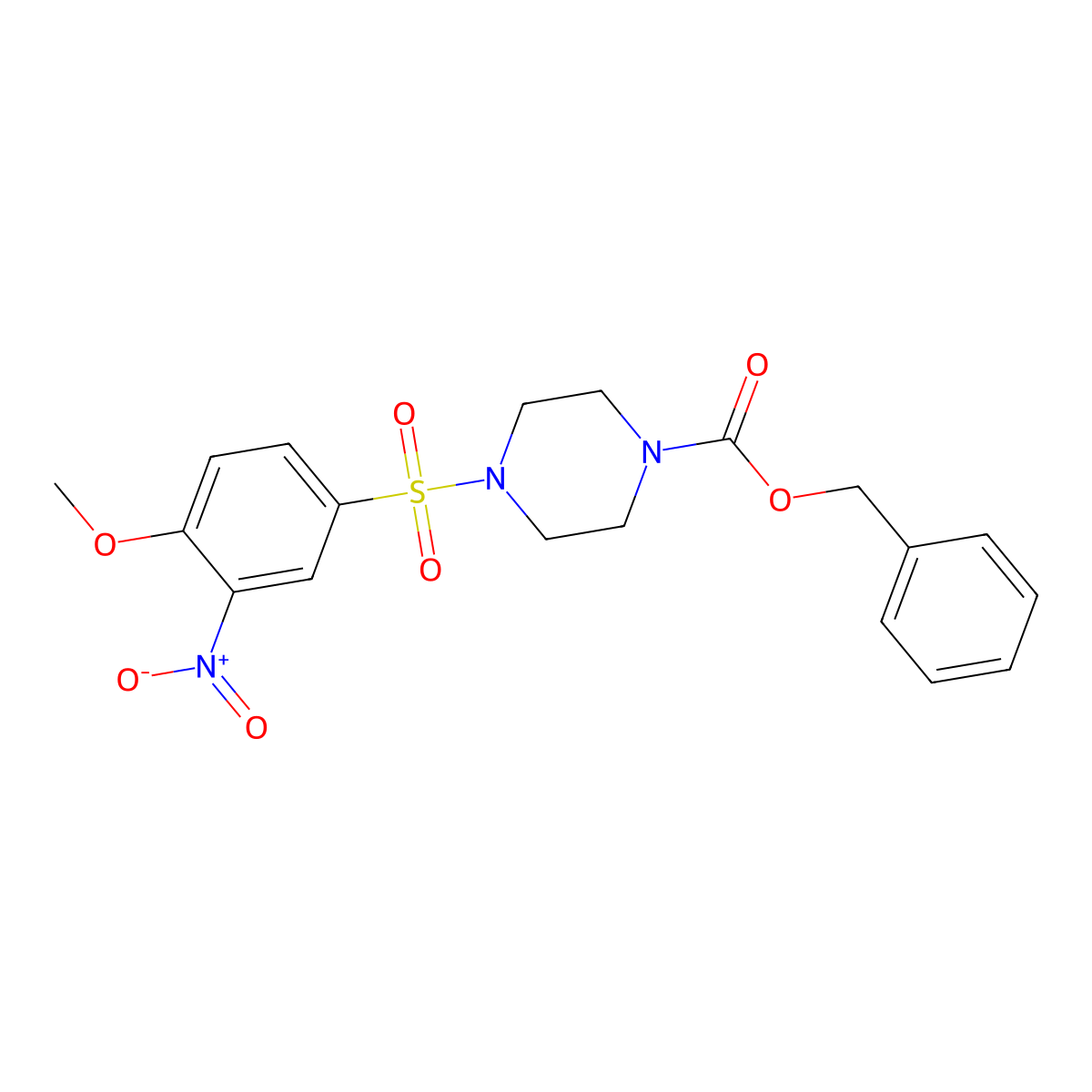 Benzyl 4-(4-methoxy-3-nitrobenzenesulfonyl)piperazine-1-carboxylate molecular structure, CAS 2680888-66-6