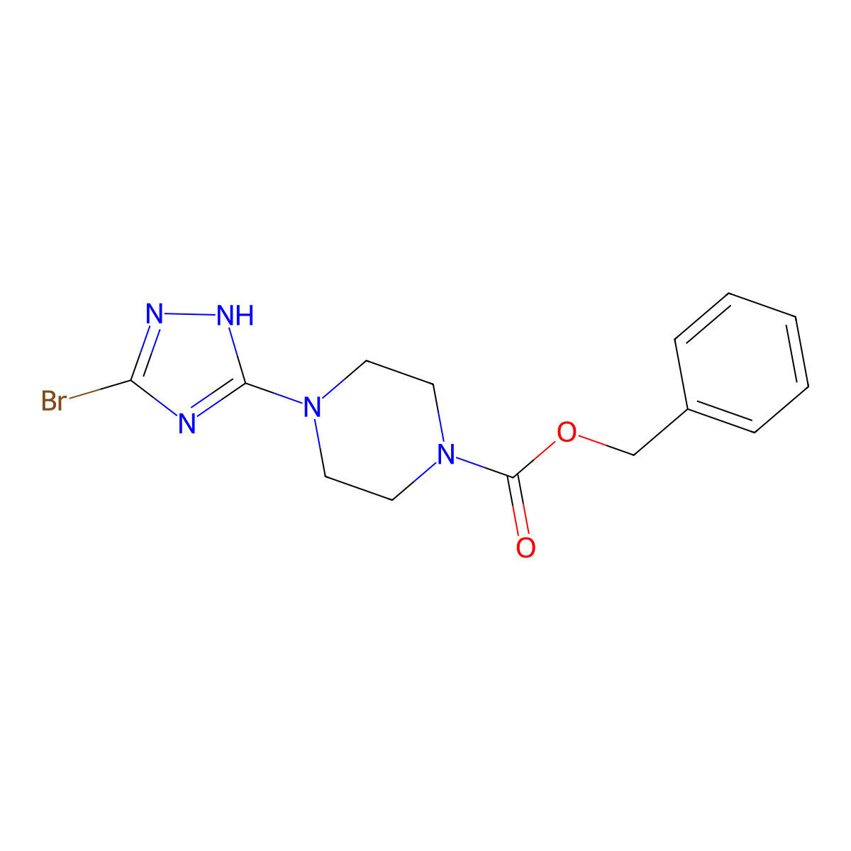 benzyl 4-(3-bromo-1H-1,2,4-triazol-5-yl)piperazine-1-carboxylate molecular structure, CAS 2680888-72-4