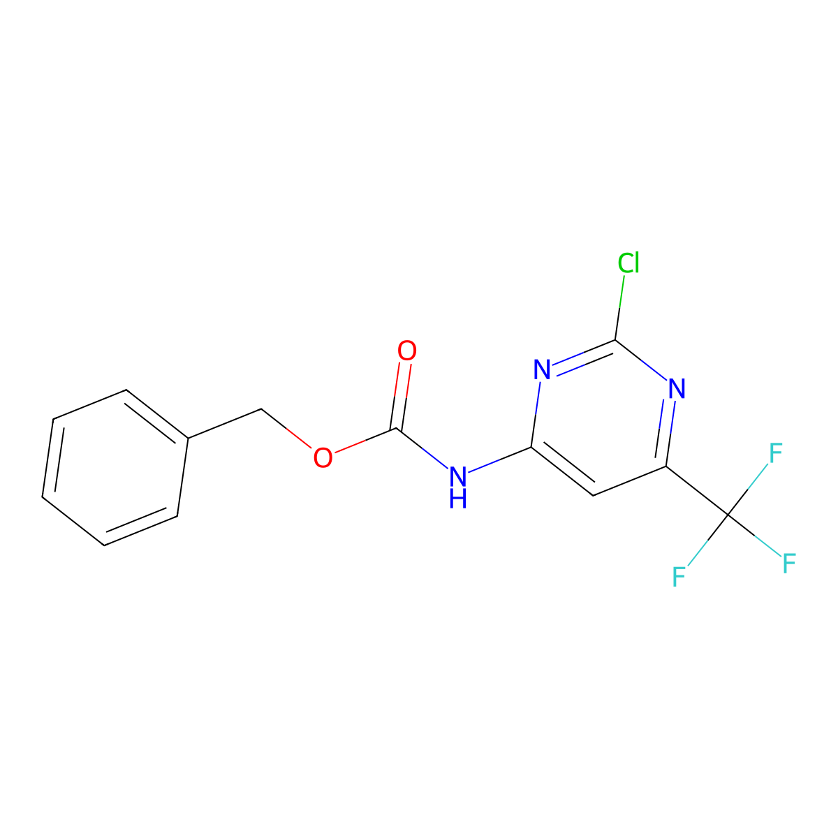 benzyl N-[2-chloro-6-(trifluoromethyl)pyrimidin-4-yl]carbamate molecular structure, CAS 2680888-80-4