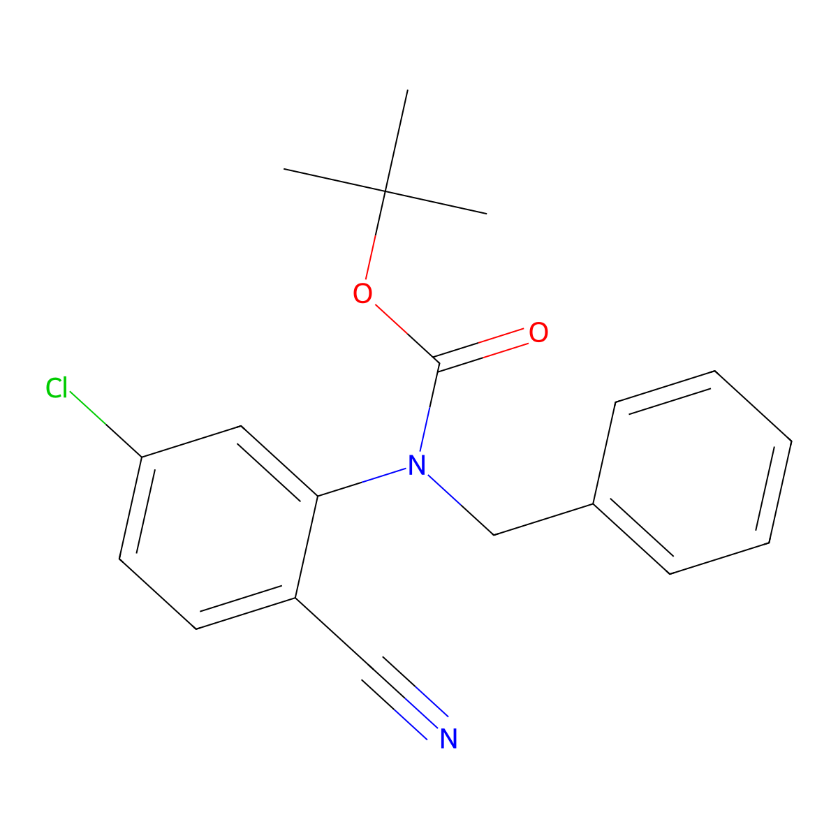 tert-butyl N-benzyl-N-(5-chloro-2-cyanophenyl)carbamate molecular structure, CAS 2680888-90-6