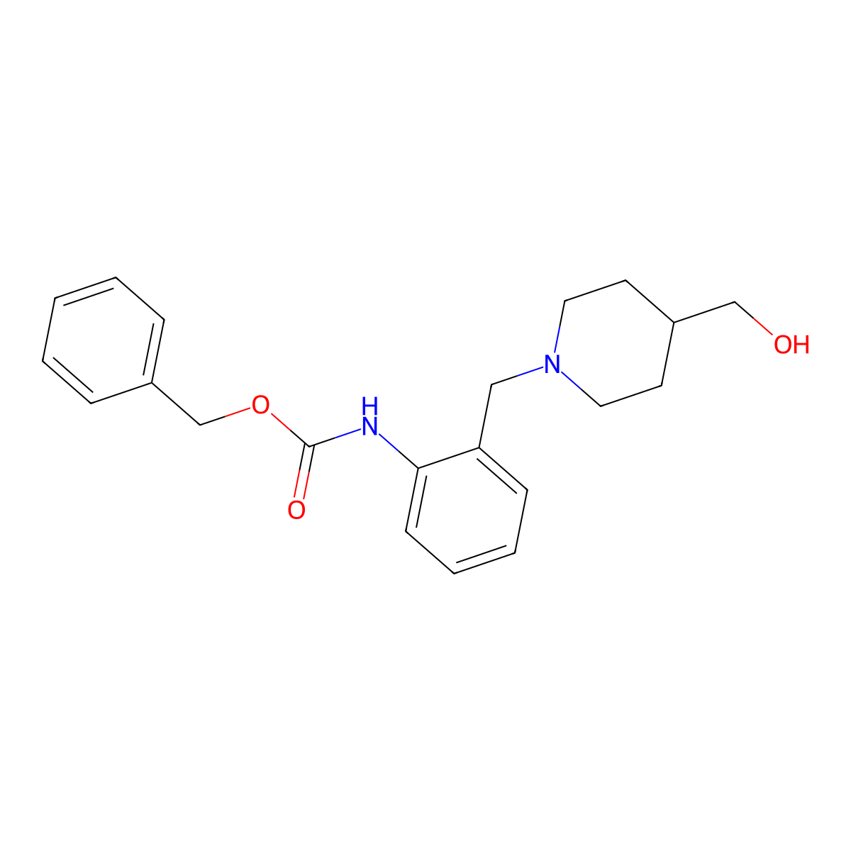 benzyl N-(2-{[4-(hydroxymethyl)piperidin-1-yl]methyl}phenyl)carbamate molecular structure, CAS 2680889-00-1