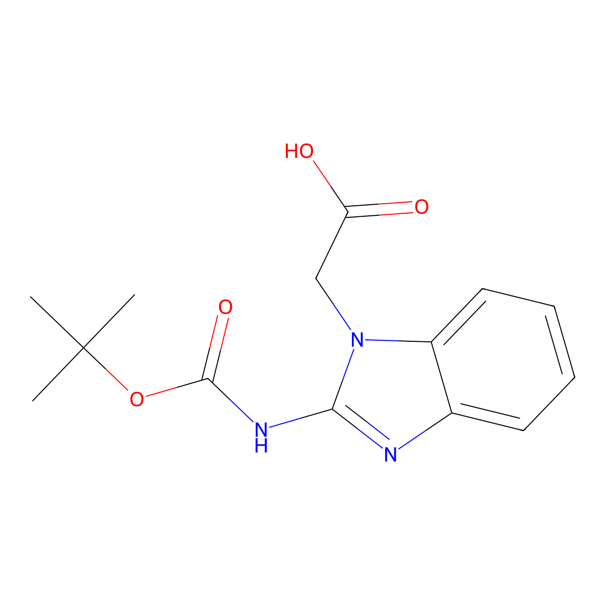2-(2-{[(tert-butoxy)carbonyl]amino}-1H-1,3-benzodiazol-1-yl)acetic acid molecular structure, CAS 2680889-01-2