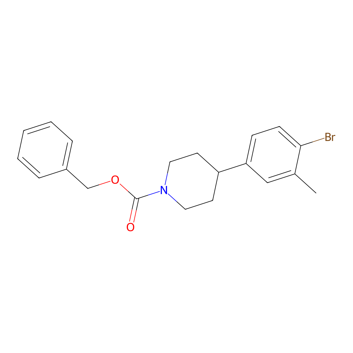 Benzyl 4-(4-bromo-3-methylphenyl)piperidine-1-carboxylate molecular structure, CAS 2680889-03-4