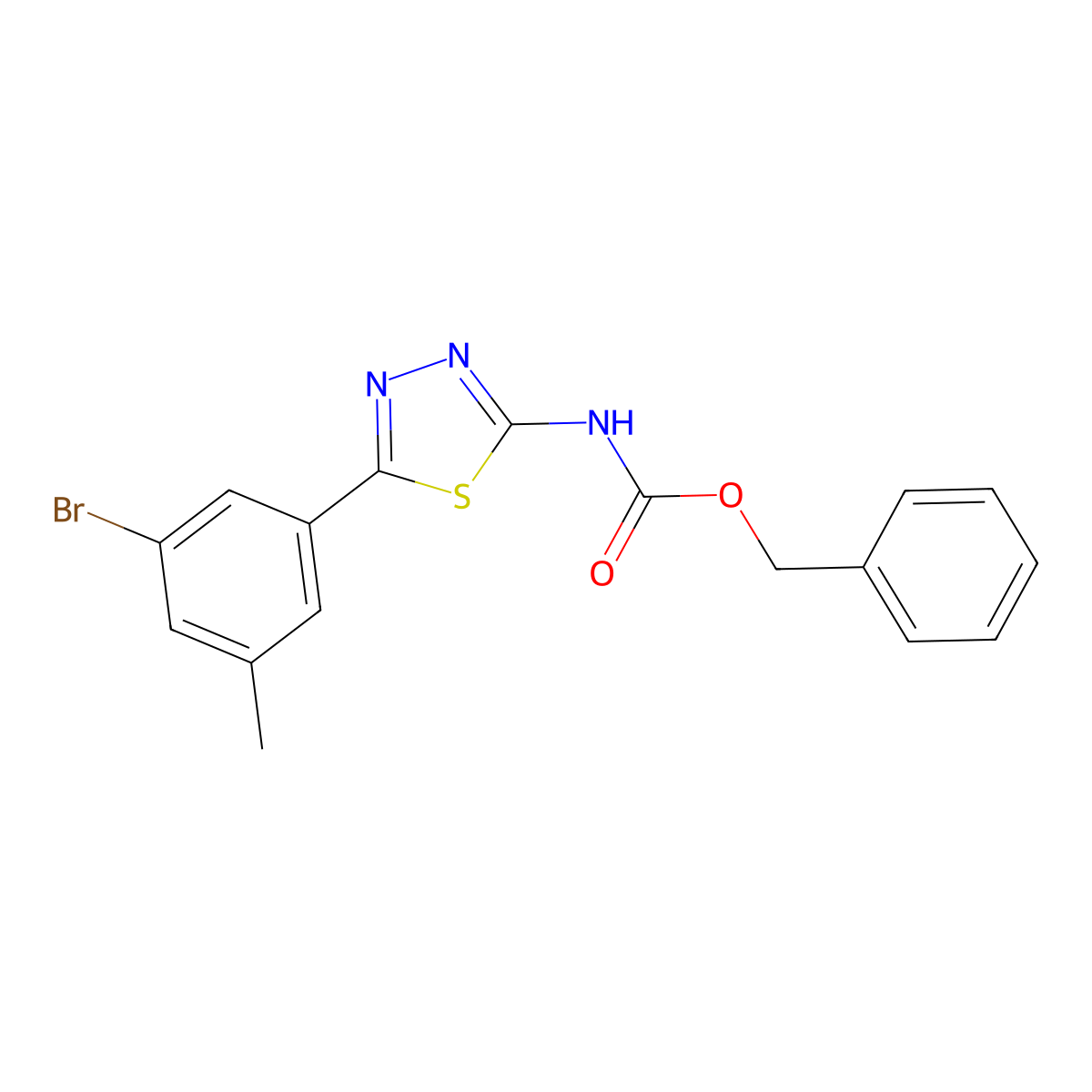 benzyl N-[5-(3-bromo-5-methylphenyl)-1,3,4-thiadiazol-2-yl]carbamate molecular structure, CAS 2680889-06-7