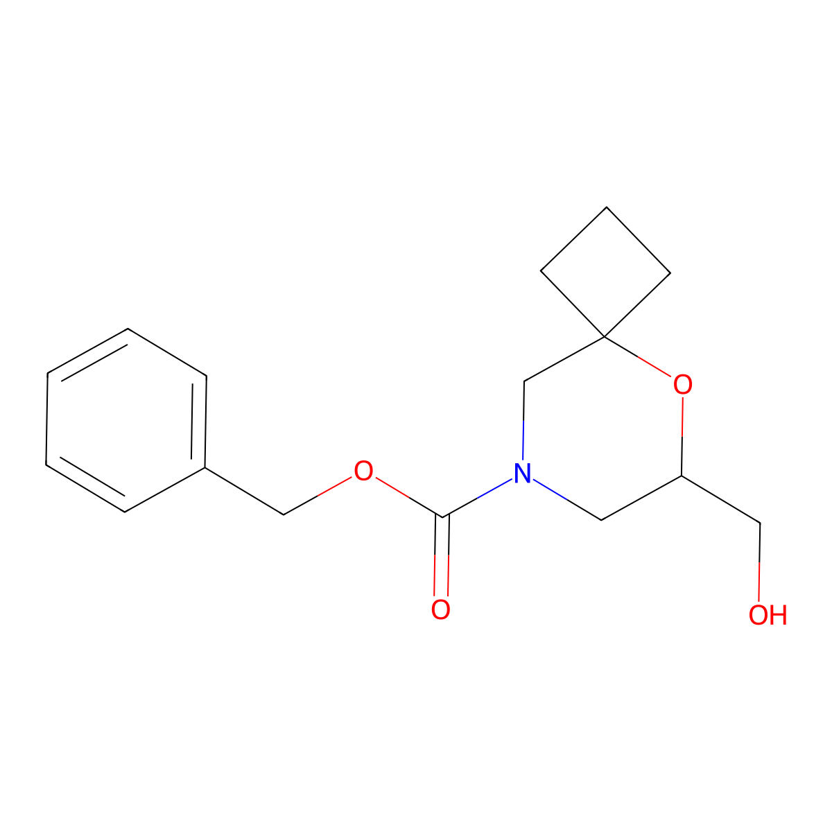 Benzyl 6-(hydroxymethyl)-5-oxa-8-azaspiro[3.5]nonane-8-carboxylate molecular structure, CAS 2680889-07-8