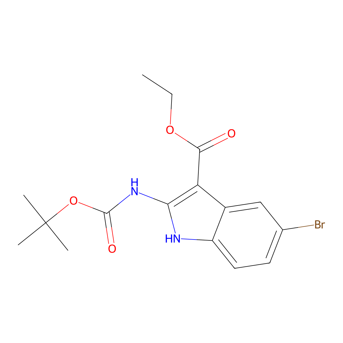 ethyl 5-bromo-2-{[(tert-butoxy)carbonyl]amino}-1H-indole-3-carboxylate molecular structure, CAS 2680889-09-0