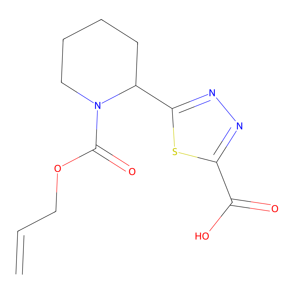 5-{1-[(Prop-2-en-1-yloxy)carbonyl]piperidin-2-yl}-1,3,4-thiadiazole-2-carboxylic acid molecular structure, CAS 2680889-15-8