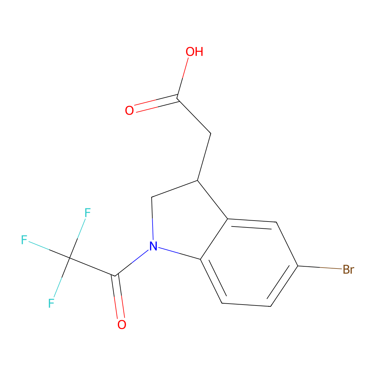 2-[5-bromo-1-(2,2,2-trifluoroacetyl)-2,3-dihydro-1H-indol-3-yl]acetic acid molecular structure, CAS 2680889-18-1